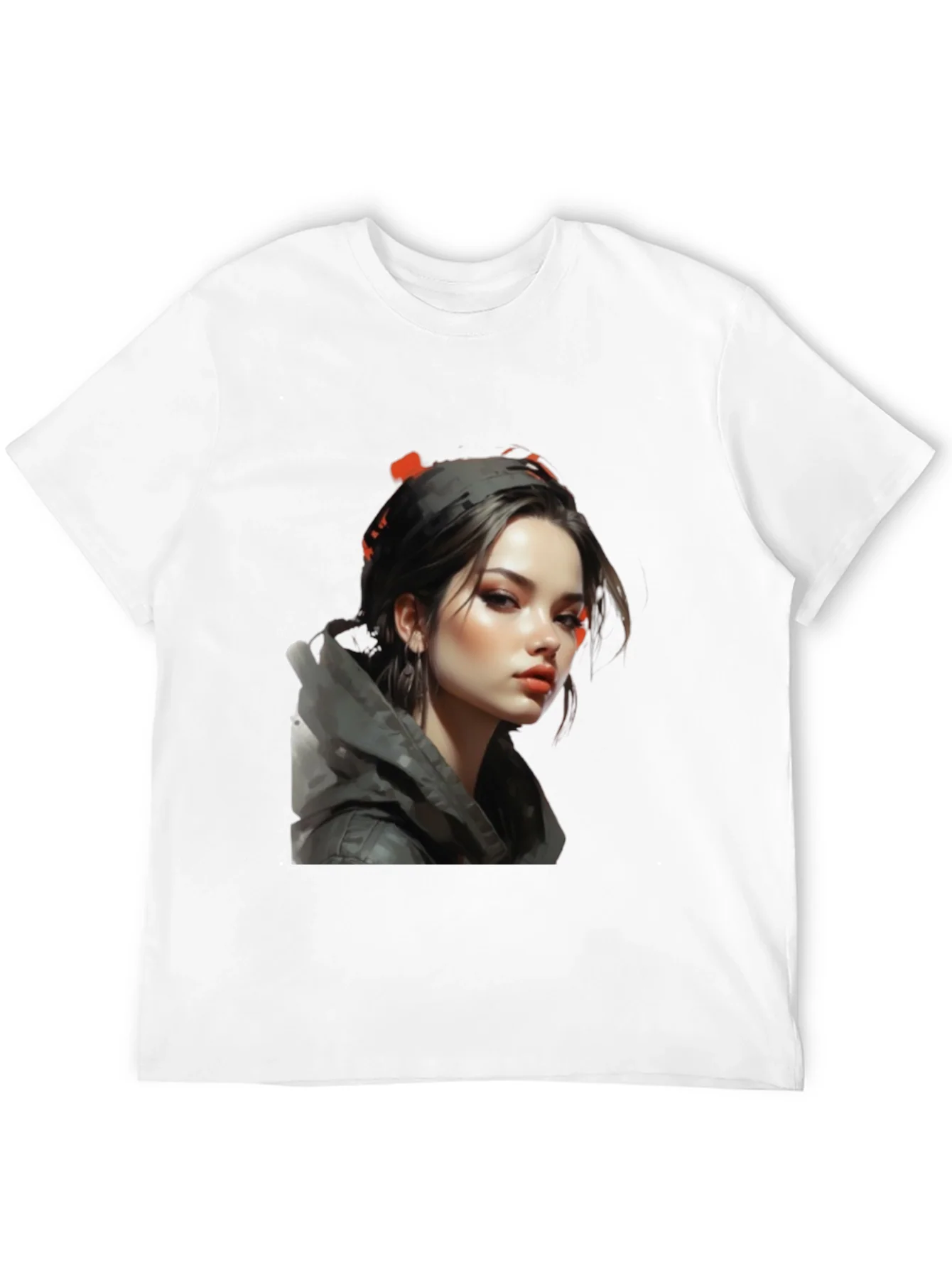 Girl Portrait Graphic Tee - Stylish Black T-Shirt