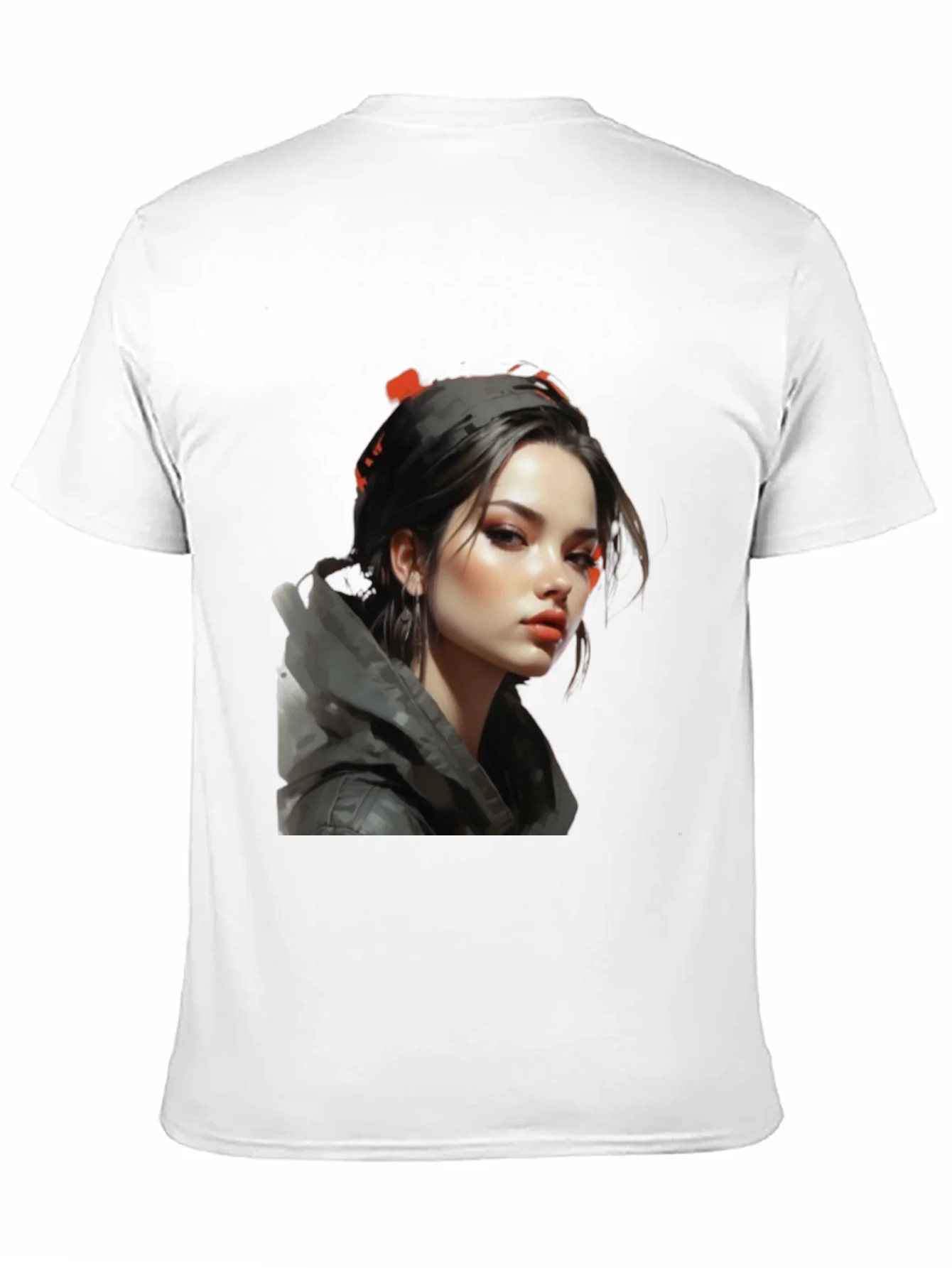 Girl Portrait Graphic Tee - Stylish Black T-Shirt