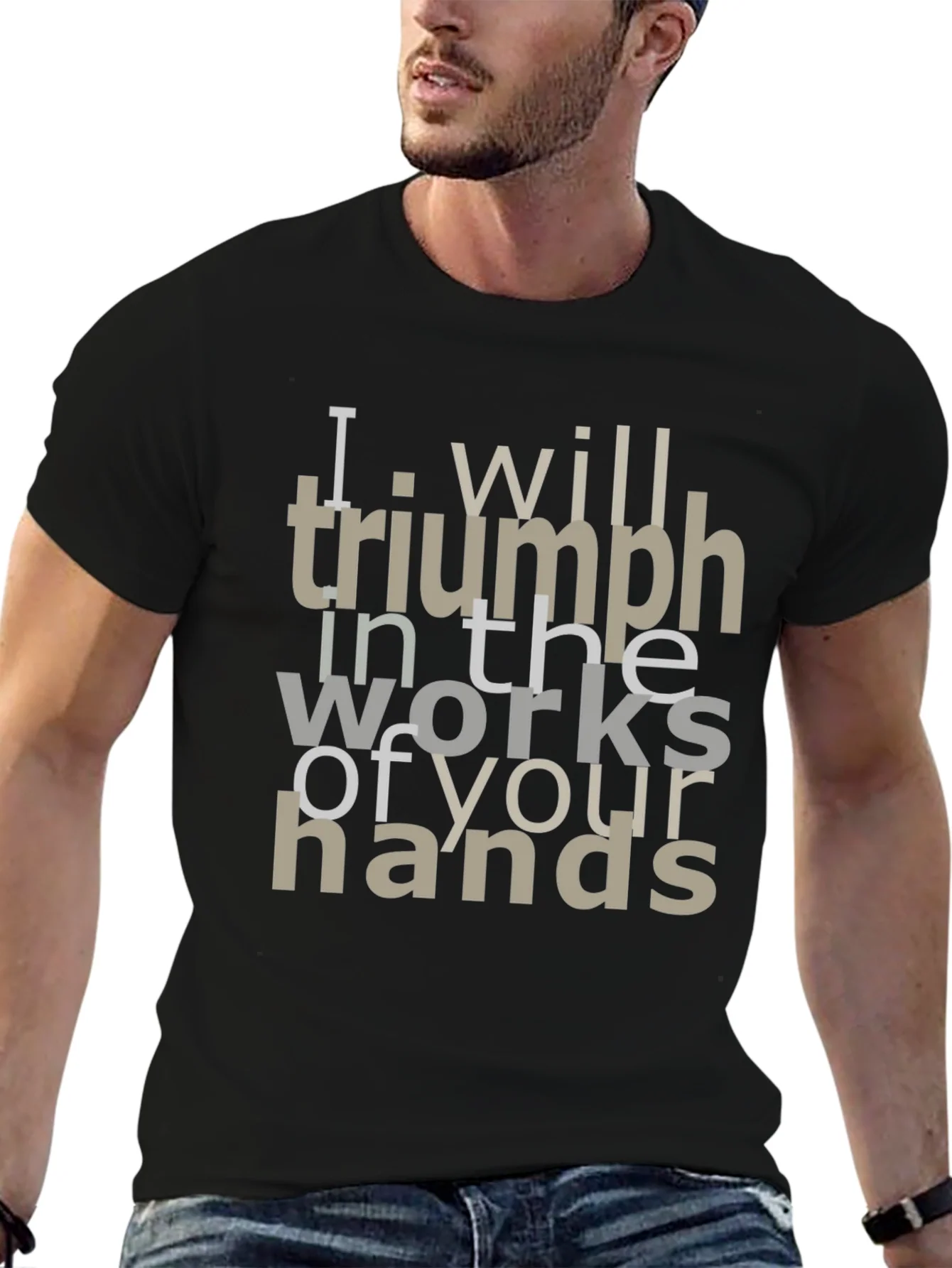 Triumph Graphic Black Tee - Inspirational Word Art Shirt