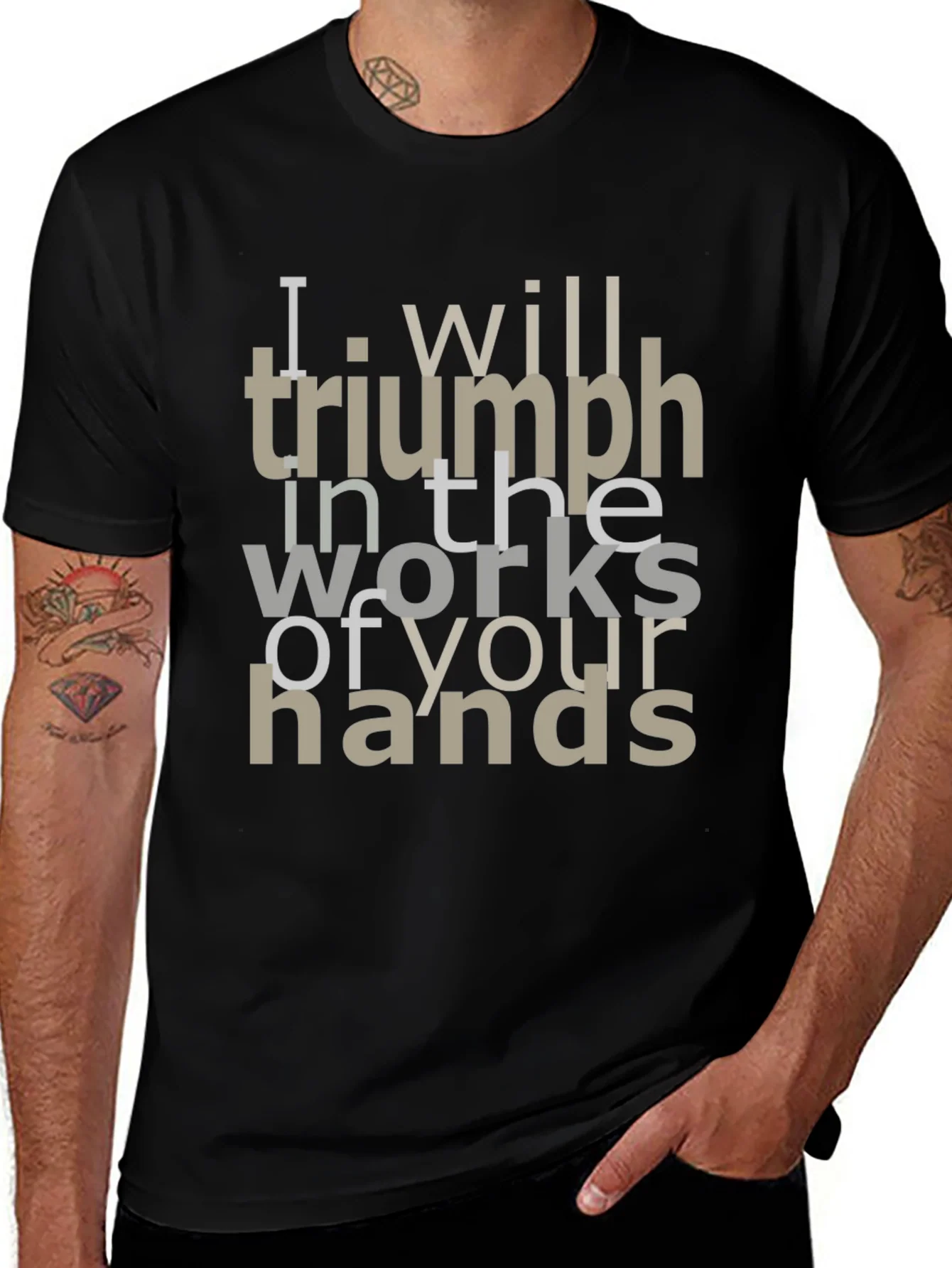 Triumph Graphic Black Tee - Inspirational Word Art Shirt