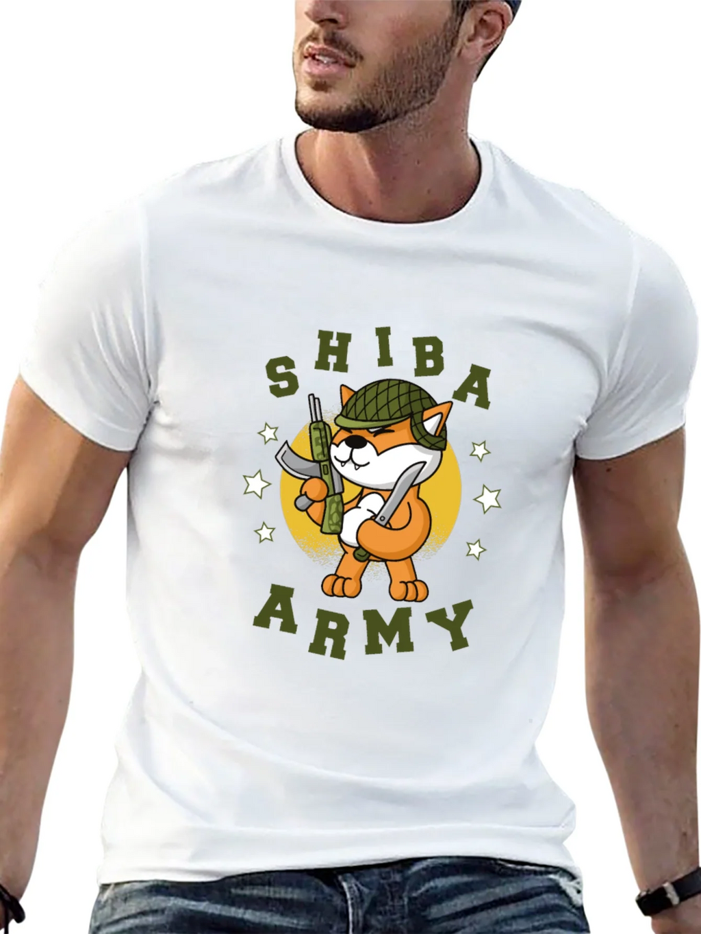 Shiba Army Graphic Tee - Black Cotton T-Shirt