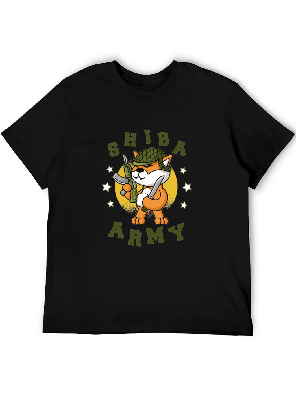 Shiba Army Graphic Tee - Black Cotton T-Shirt