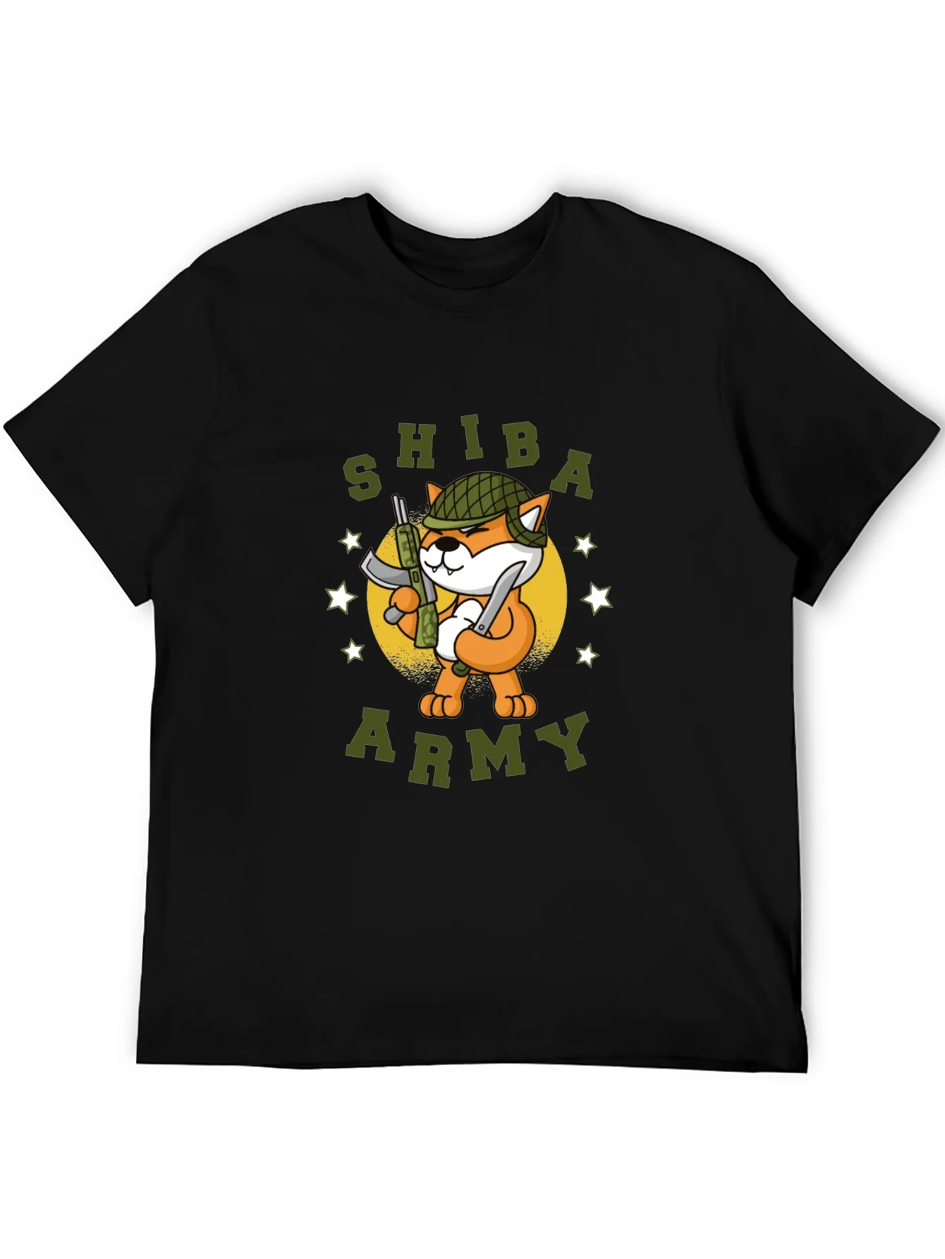 Shiba Army Graphic Tee - Black Cotton T-Shirt