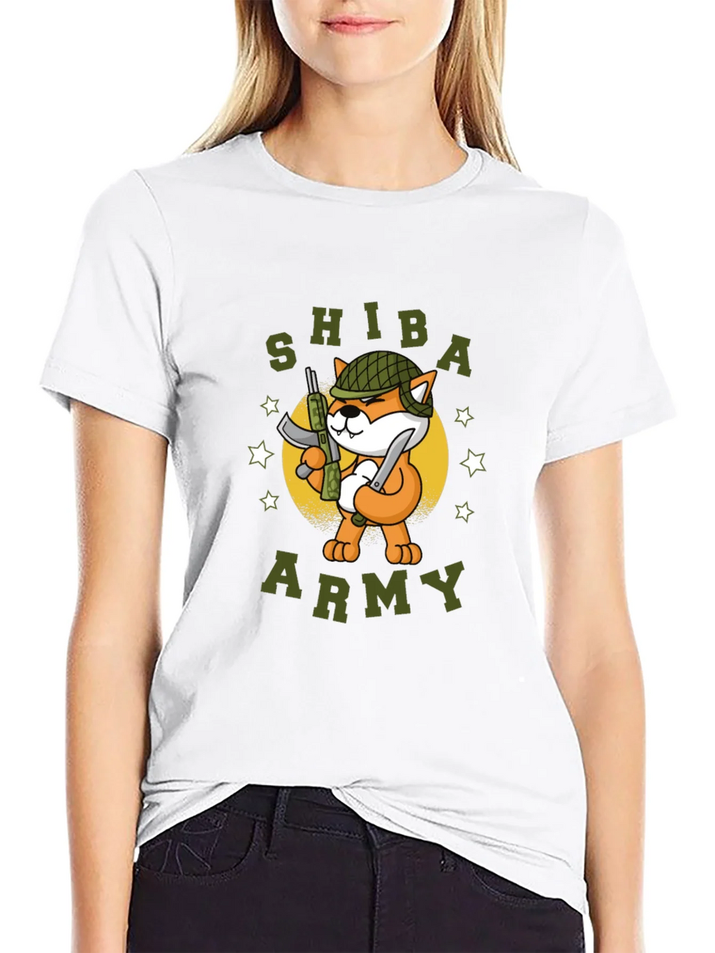 Shiba Army Graphic Tee - Black Cotton T-Shirt