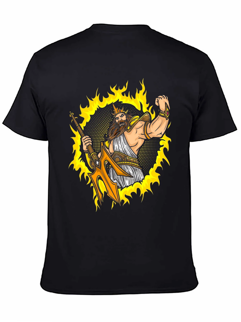 Poseidon Graphic Tee - Black Cotton T-Shirt