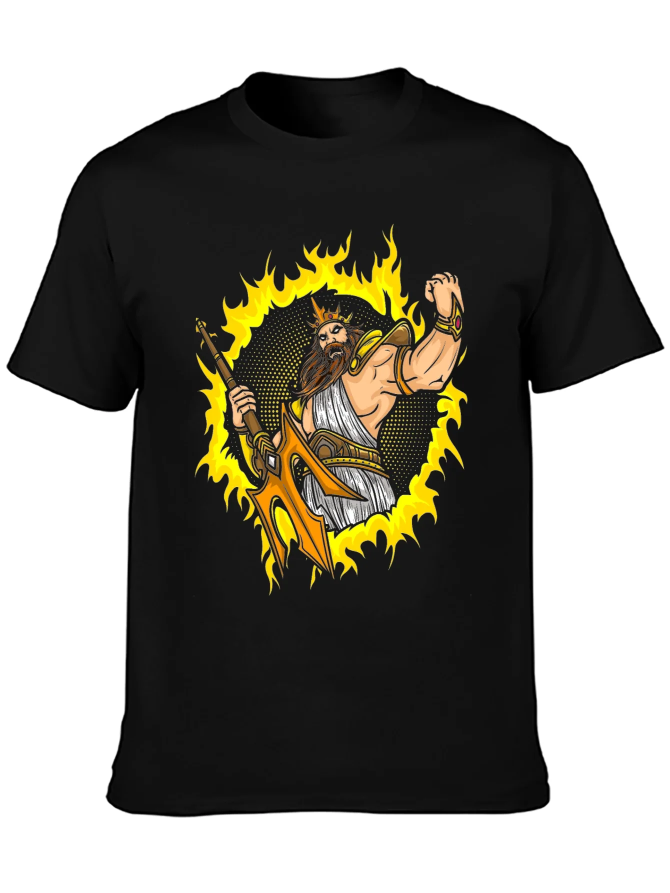 Poseidon Graphic Tee - Black Cotton T-Shirt