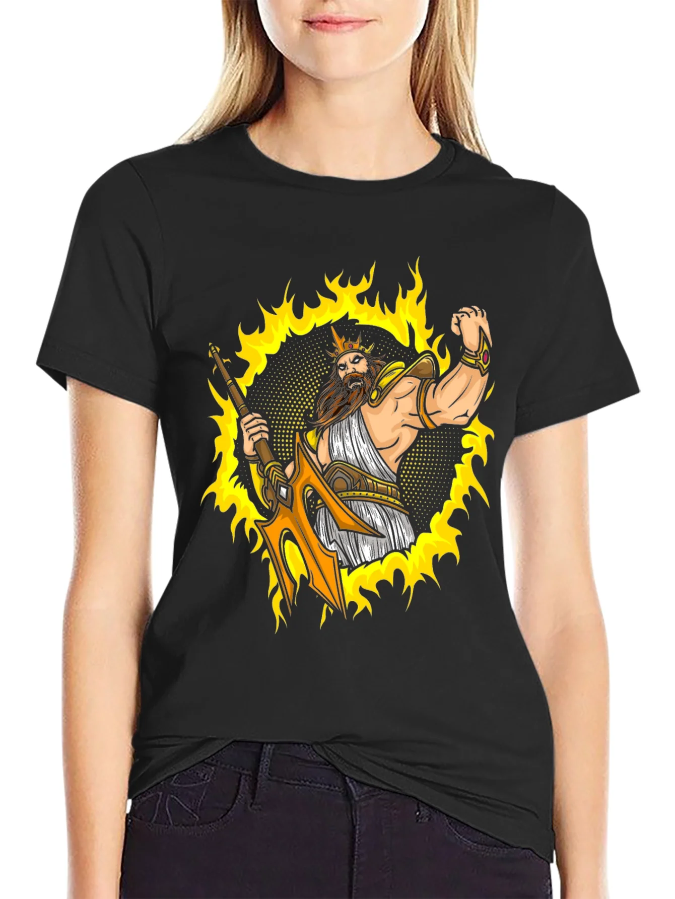 Poseidon Graphic Tee - Black Cotton T-Shirt