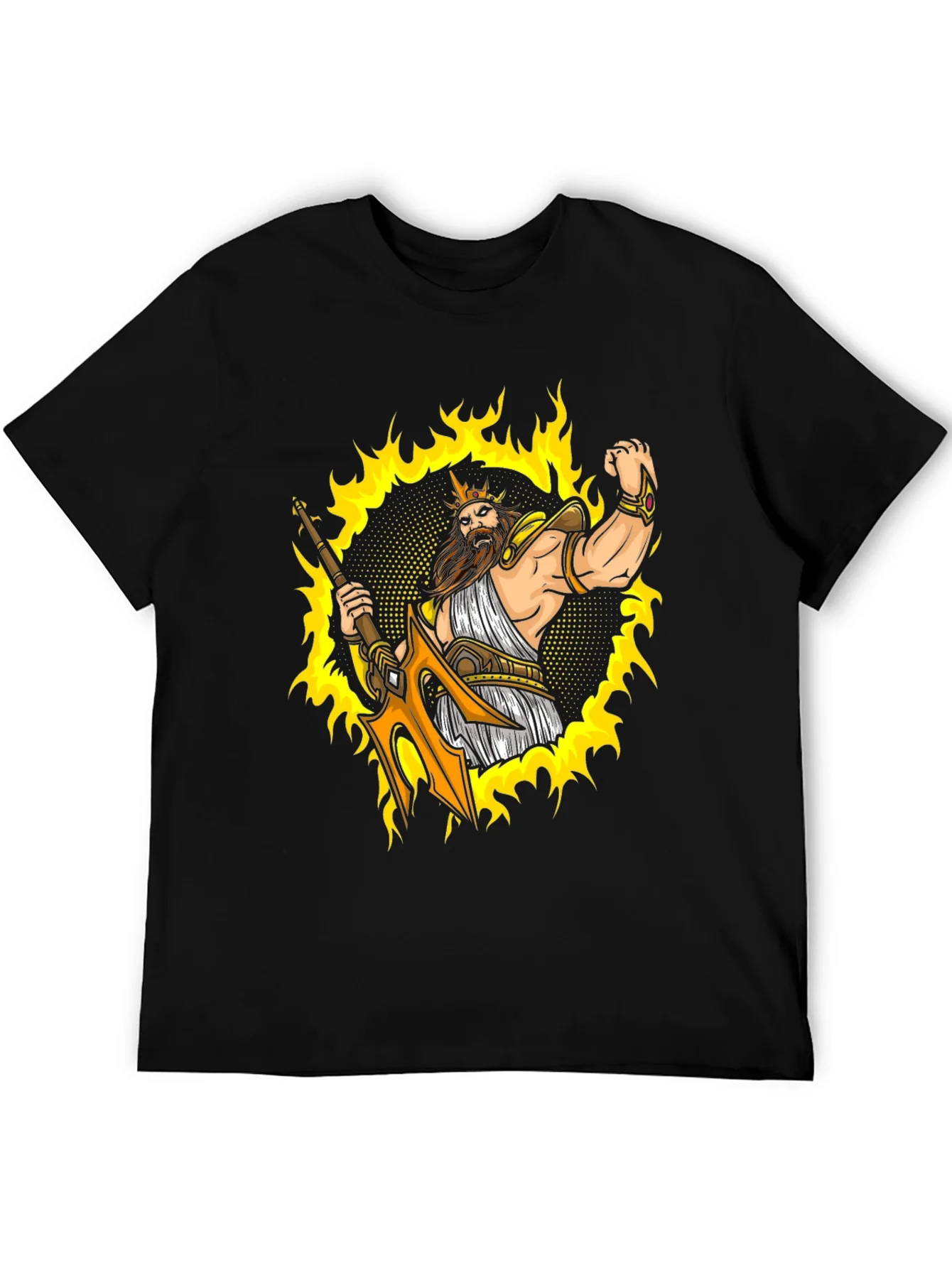 Poseidon Graphic Tee - Black Cotton T-Shirt