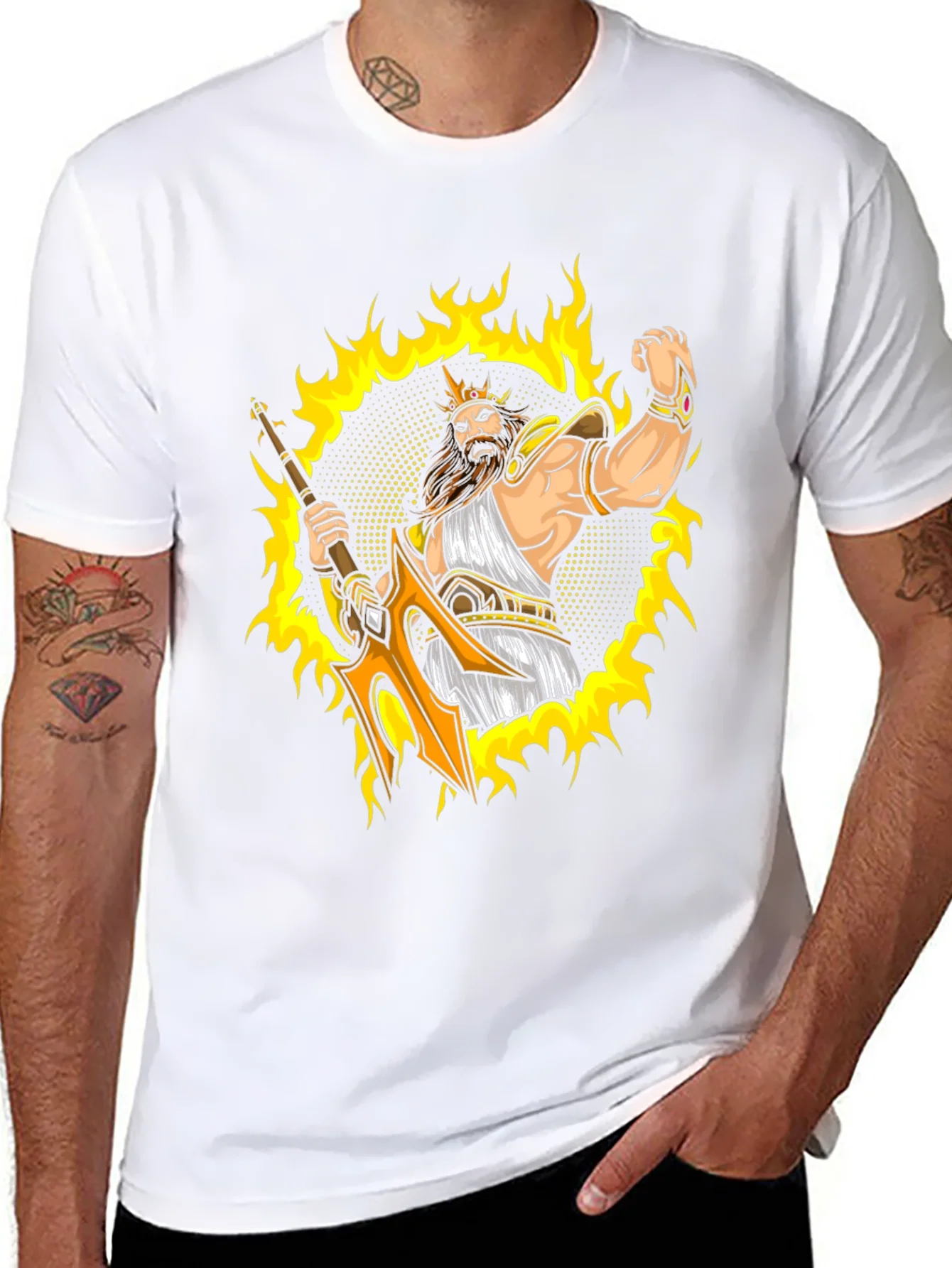 Poseidon Graphic Tee - Black Cotton T-Shirt