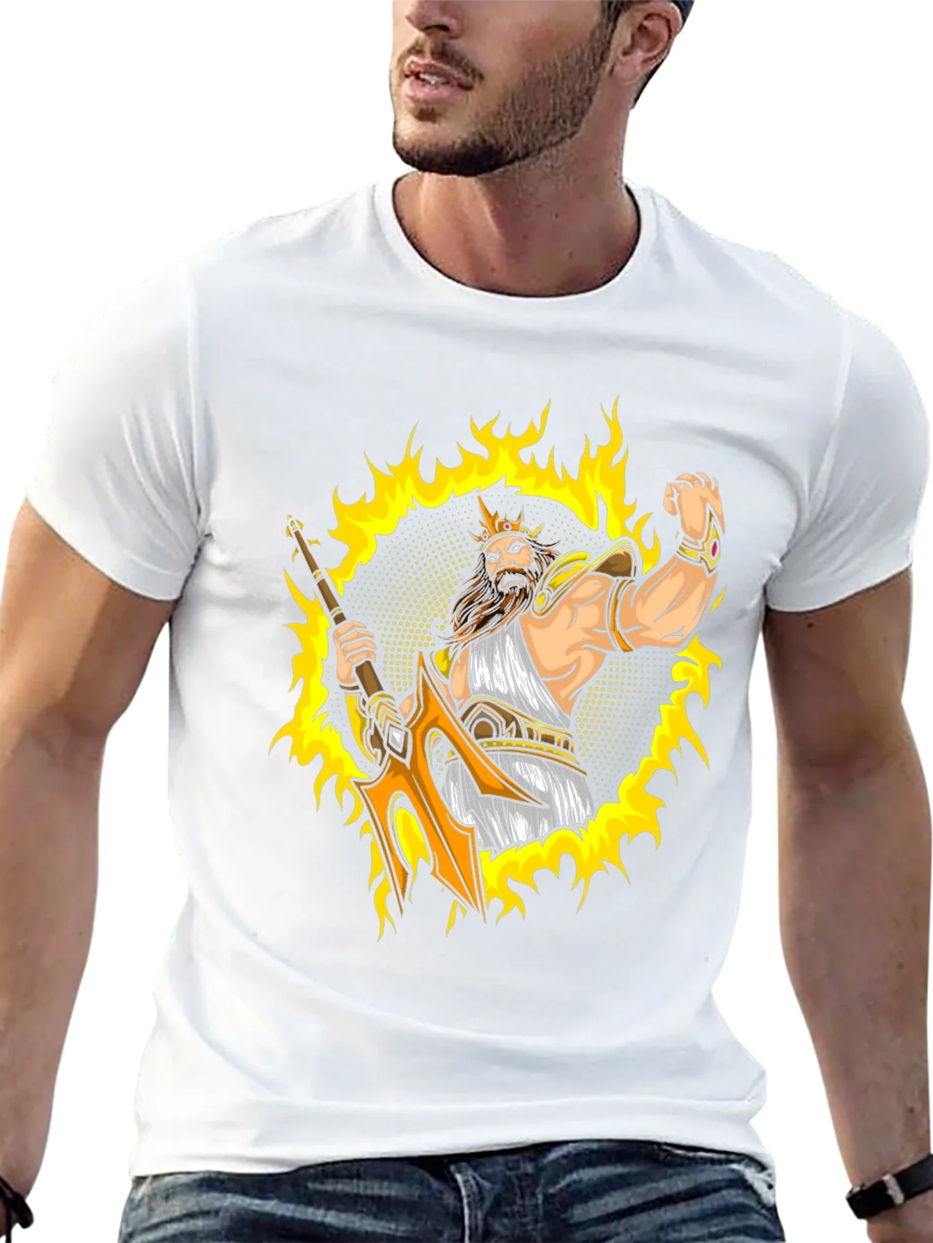 Poseidon Graphic Tee - Black Cotton T-Shirt