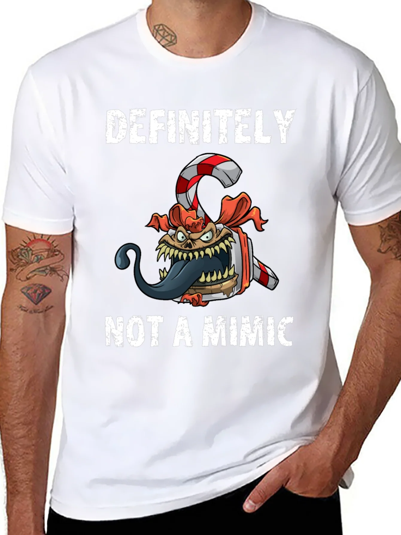Definitely Not A Mimic Christmas Candy Monster T-Shirt