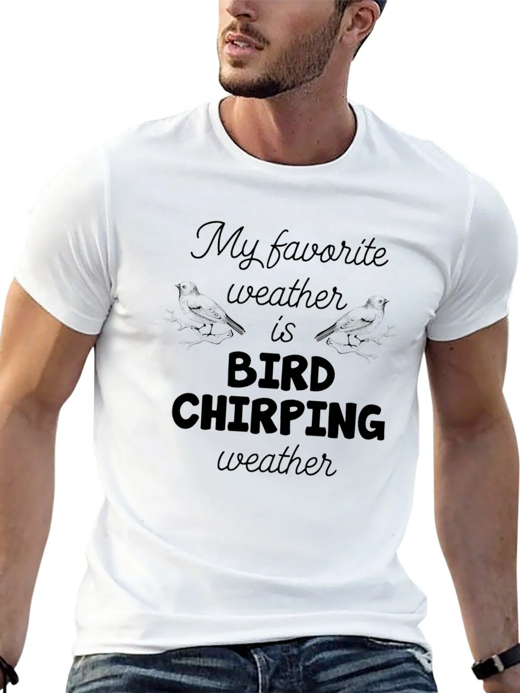 Bird Chirping Weather Graphic Tee - Soft Black T-Shirt