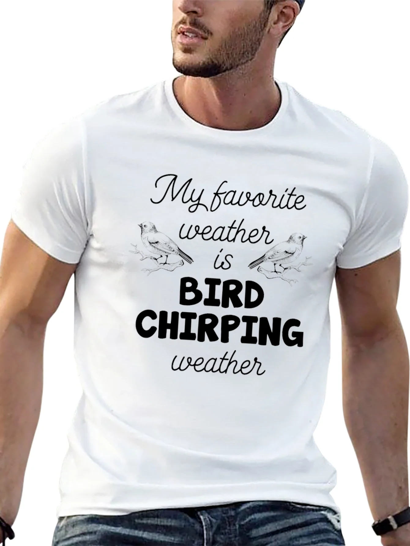 Bird Chirping Weather Graphic Tee - Soft Black T-Shirt
