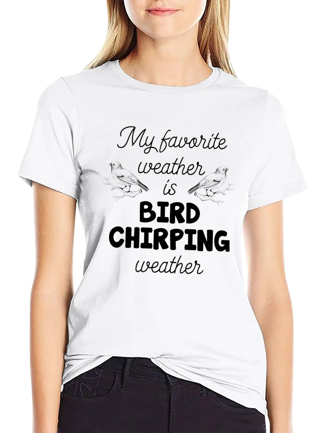 Bird Chirping Weather Graphic Tee - Soft Black T-Shirt