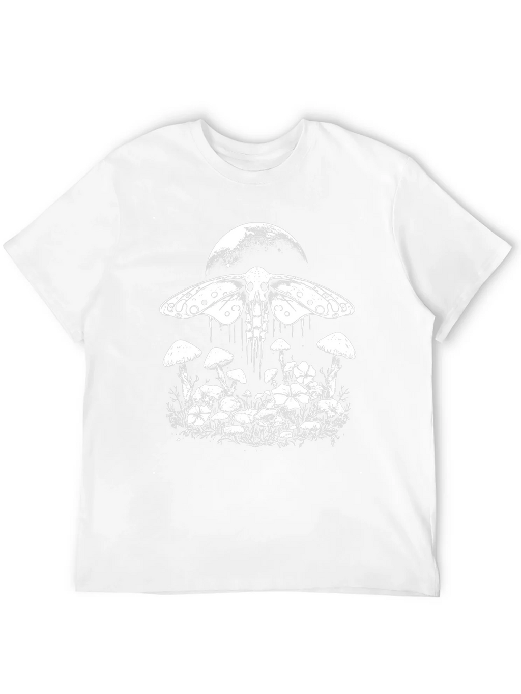 Moth Skull Graphic Tee - Moon & Mushroom Design