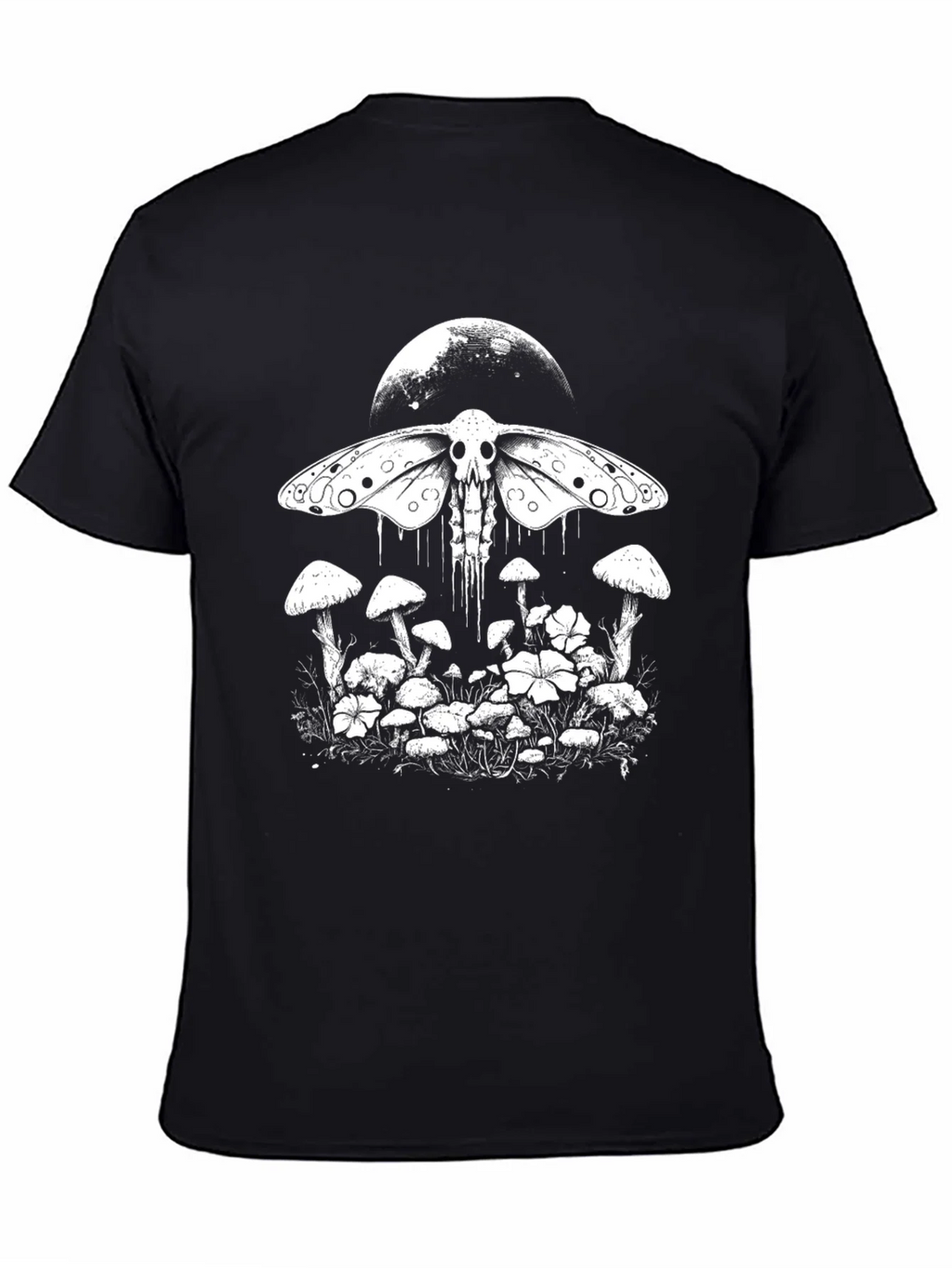 Moth Skull Graphic Tee - Moon & Mushroom Design