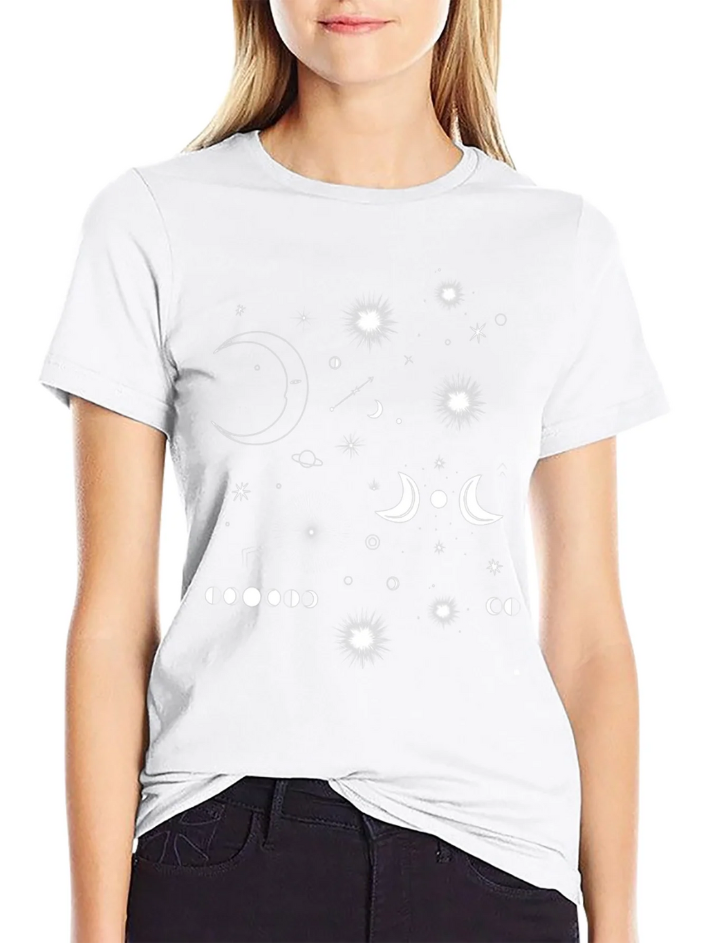 Cosmic Moon Phases Black Graphic Tee