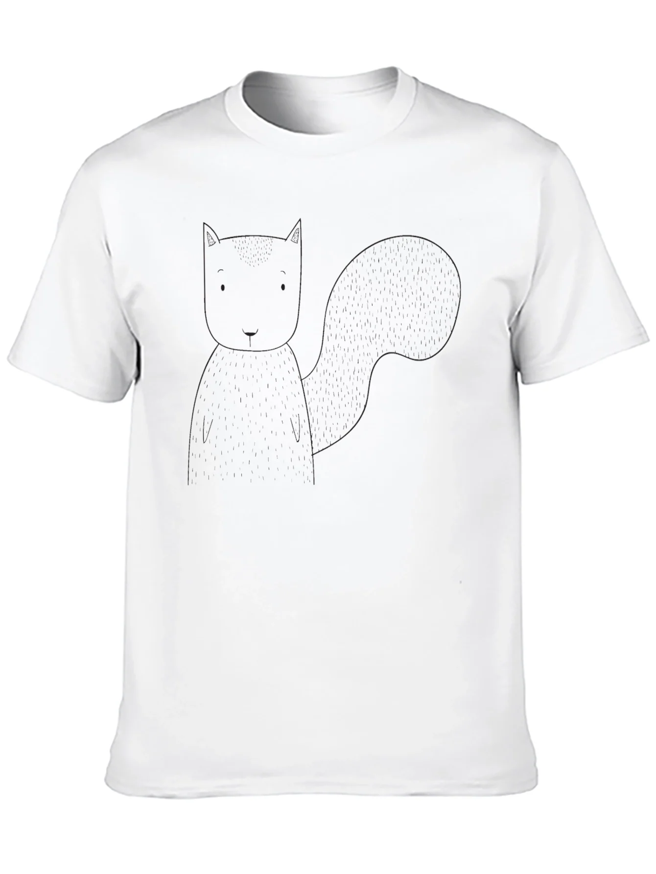 Mens Black Graphic Tee - Minimalist Fox Design