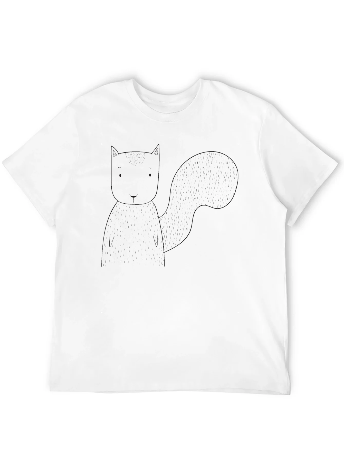 Mens Black Graphic Tee - Minimalist Fox Design