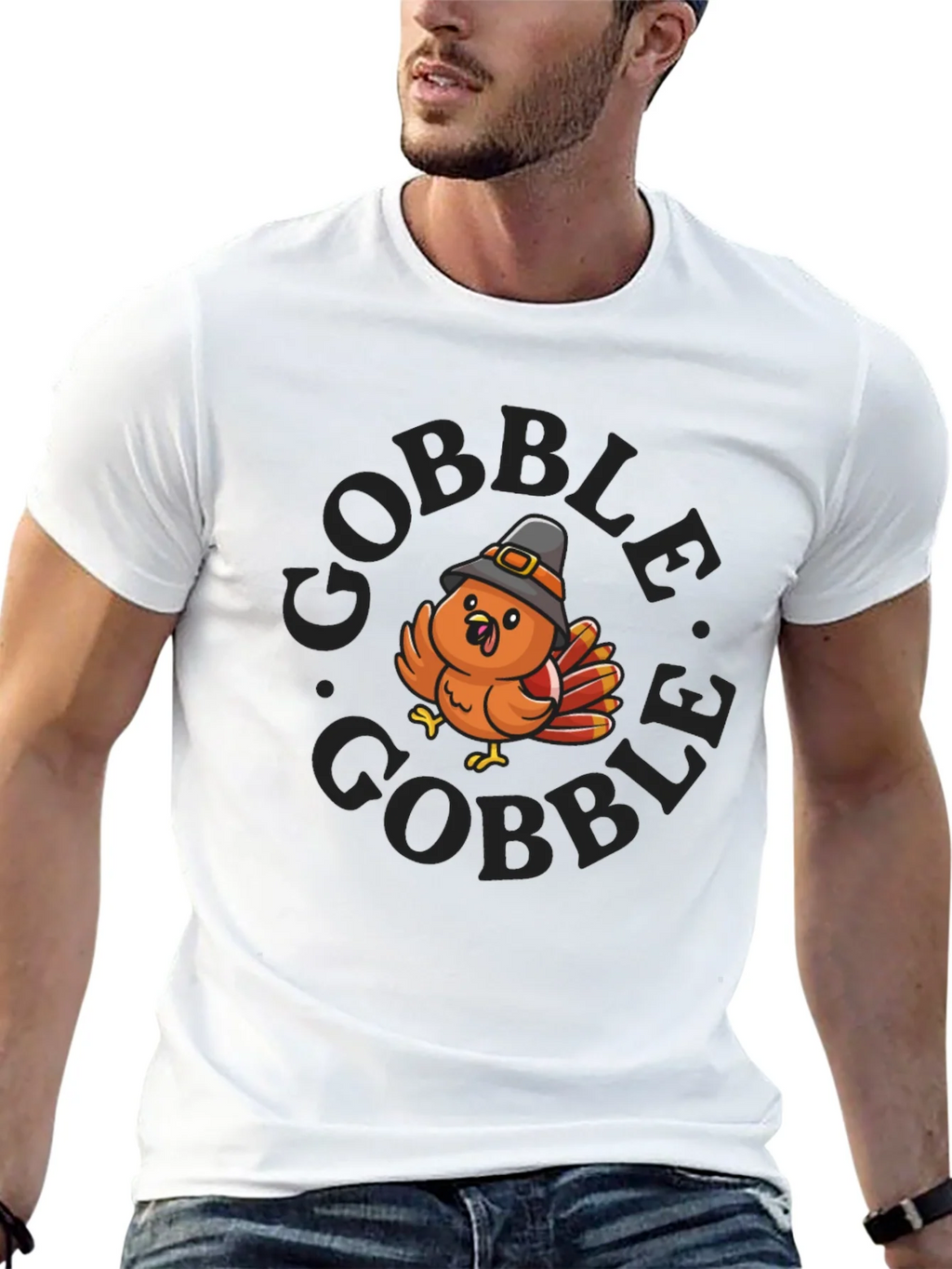 Gobble Turkey Graphic T-Shirt - Thanksgiving