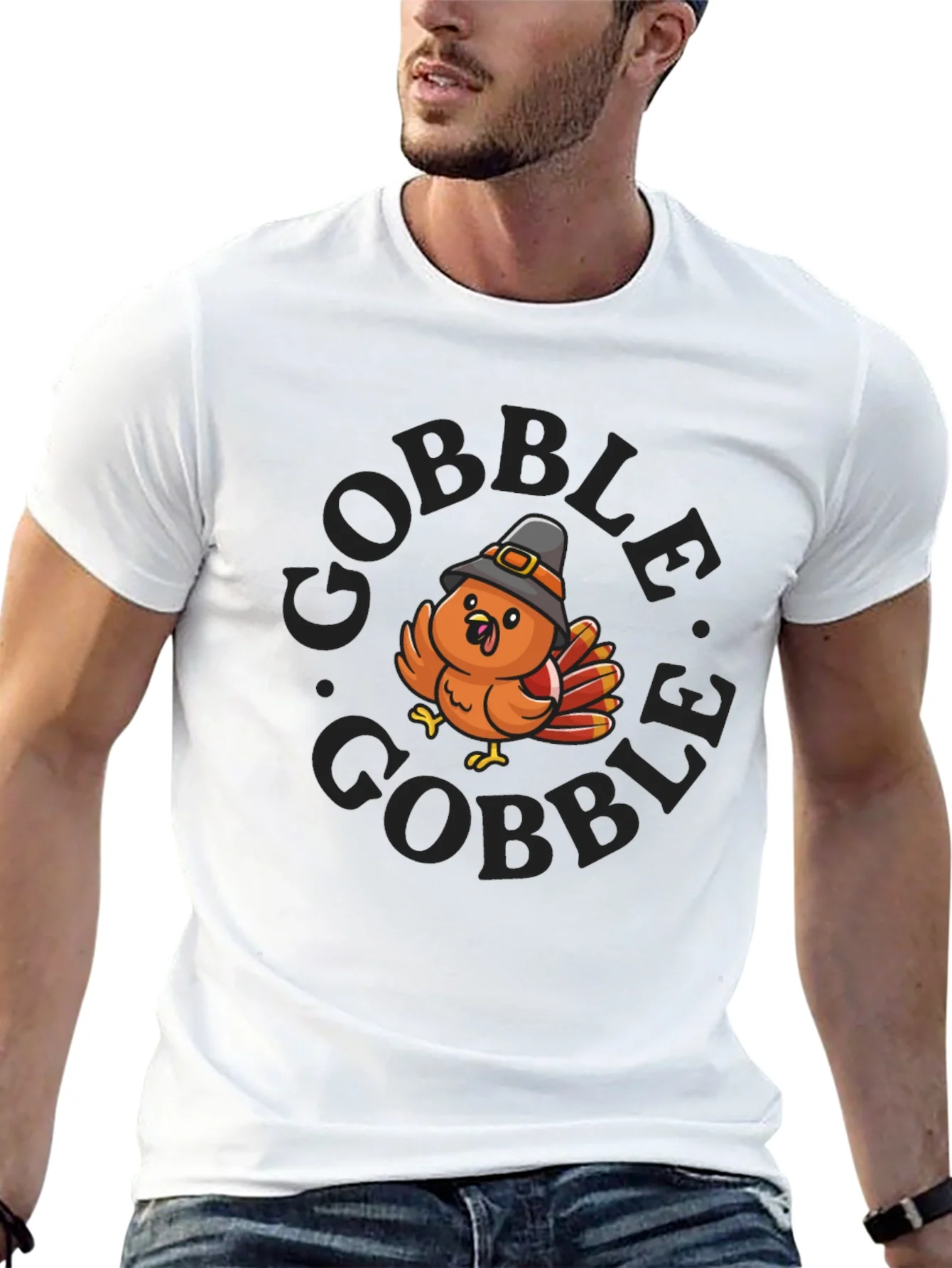 Gobble Turkey Graphic T-Shirt - Thanksgiving