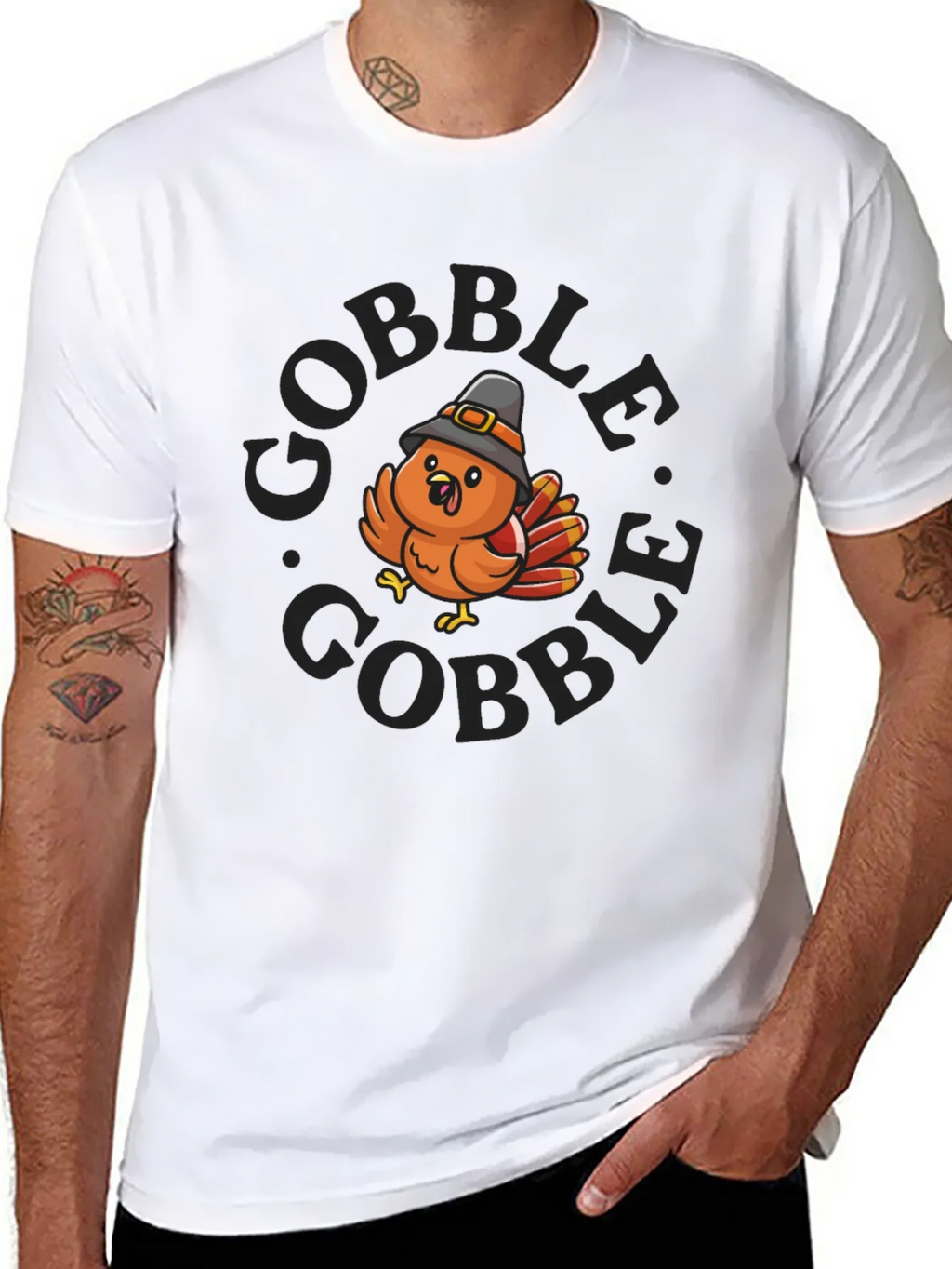 Gobble Turkey Graphic T-Shirt - Thanksgiving