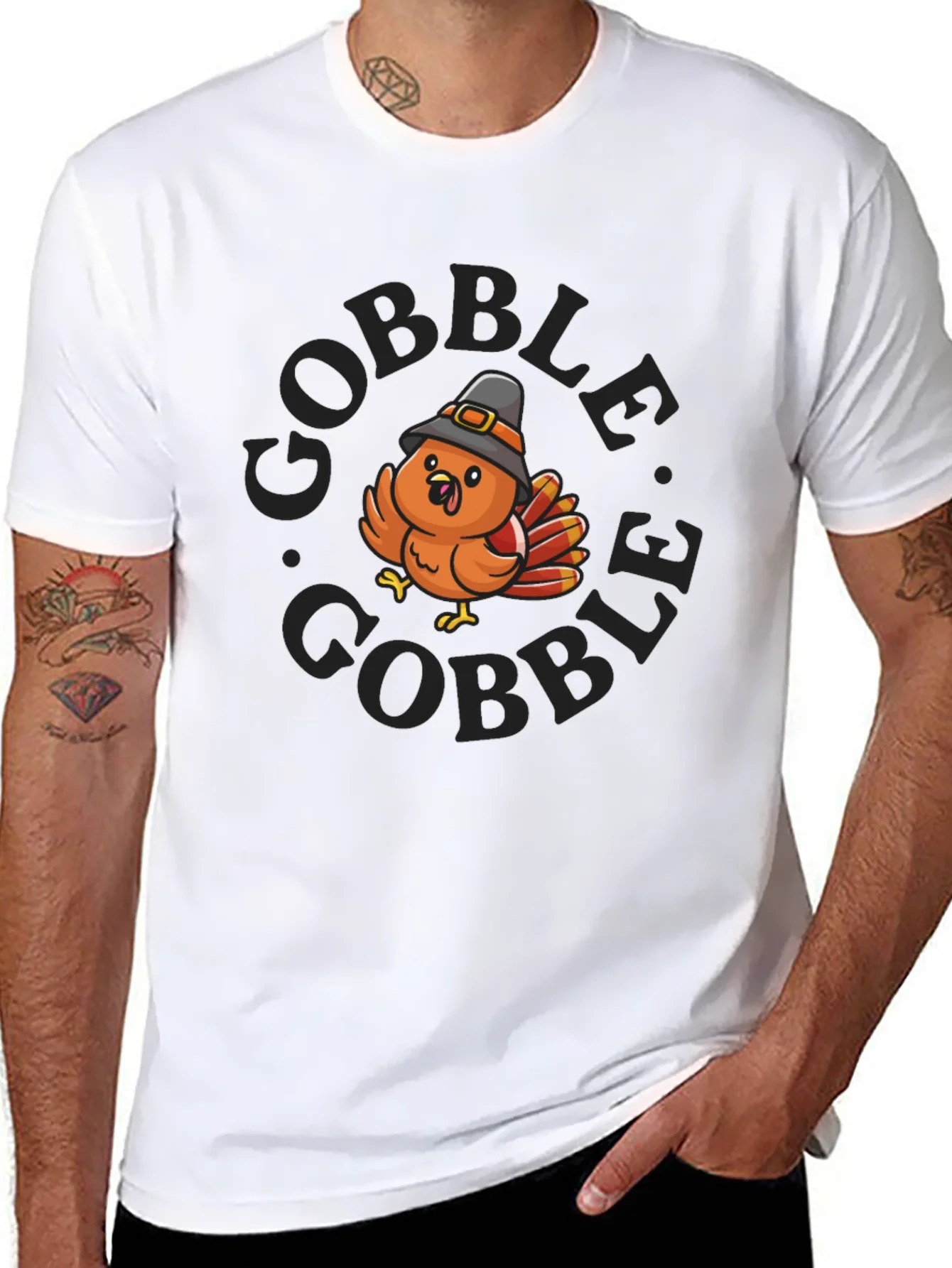 Gobble Turkey Graphic T-Shirt - Thanksgiving