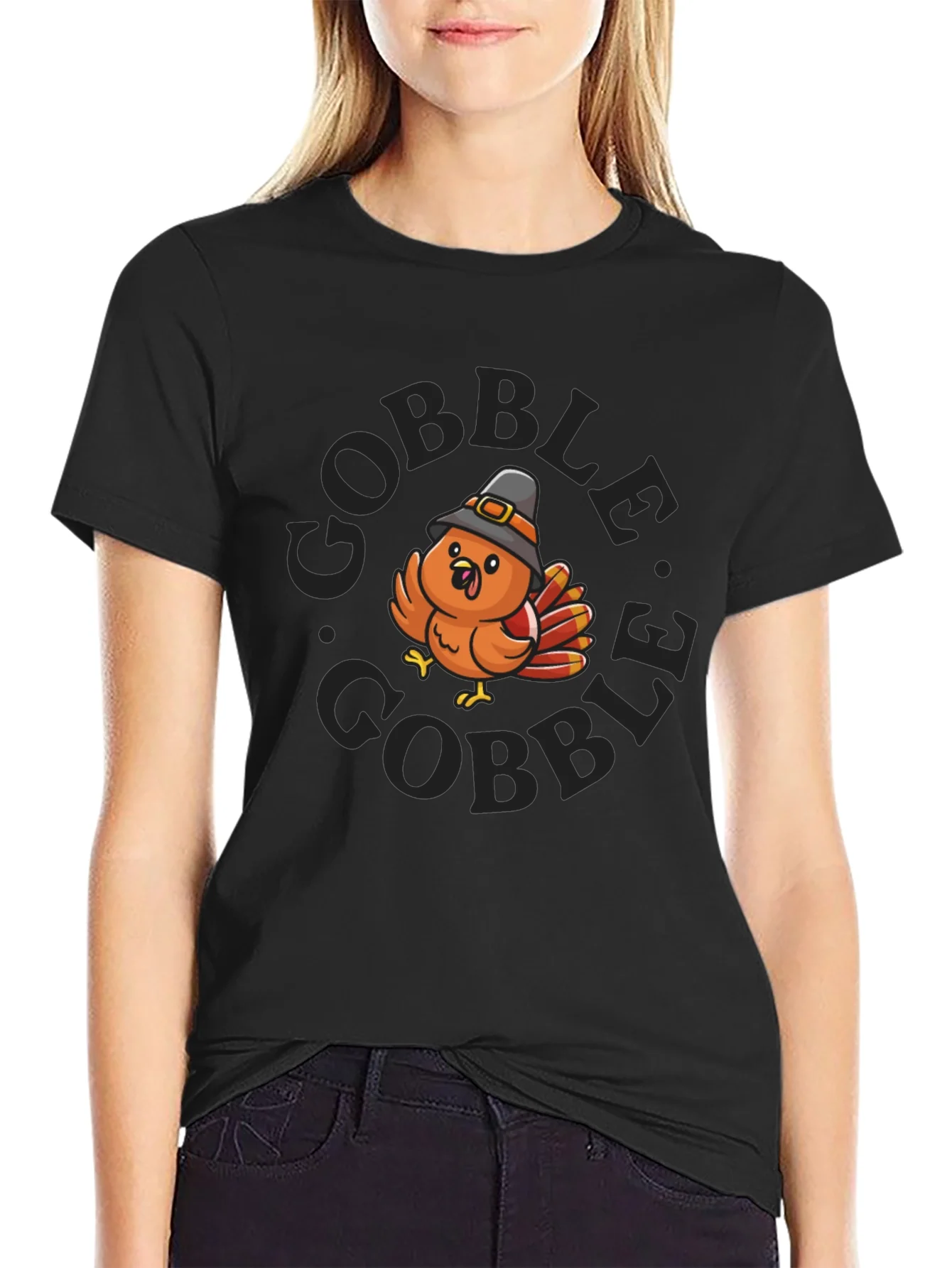 Gobble Turkey Graphic T-Shirt - Thanksgiving