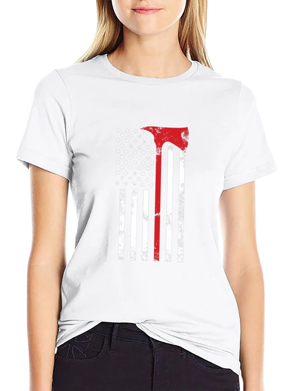 American Flag Firefighter Axe T-Shirt