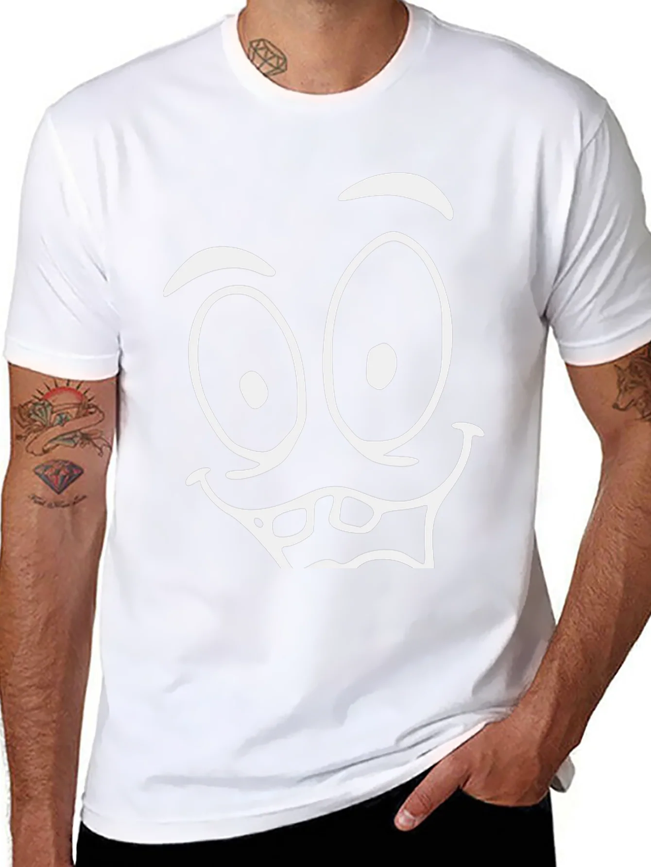 Funny Face Graphic Tee - Black Cotton T-Shirt