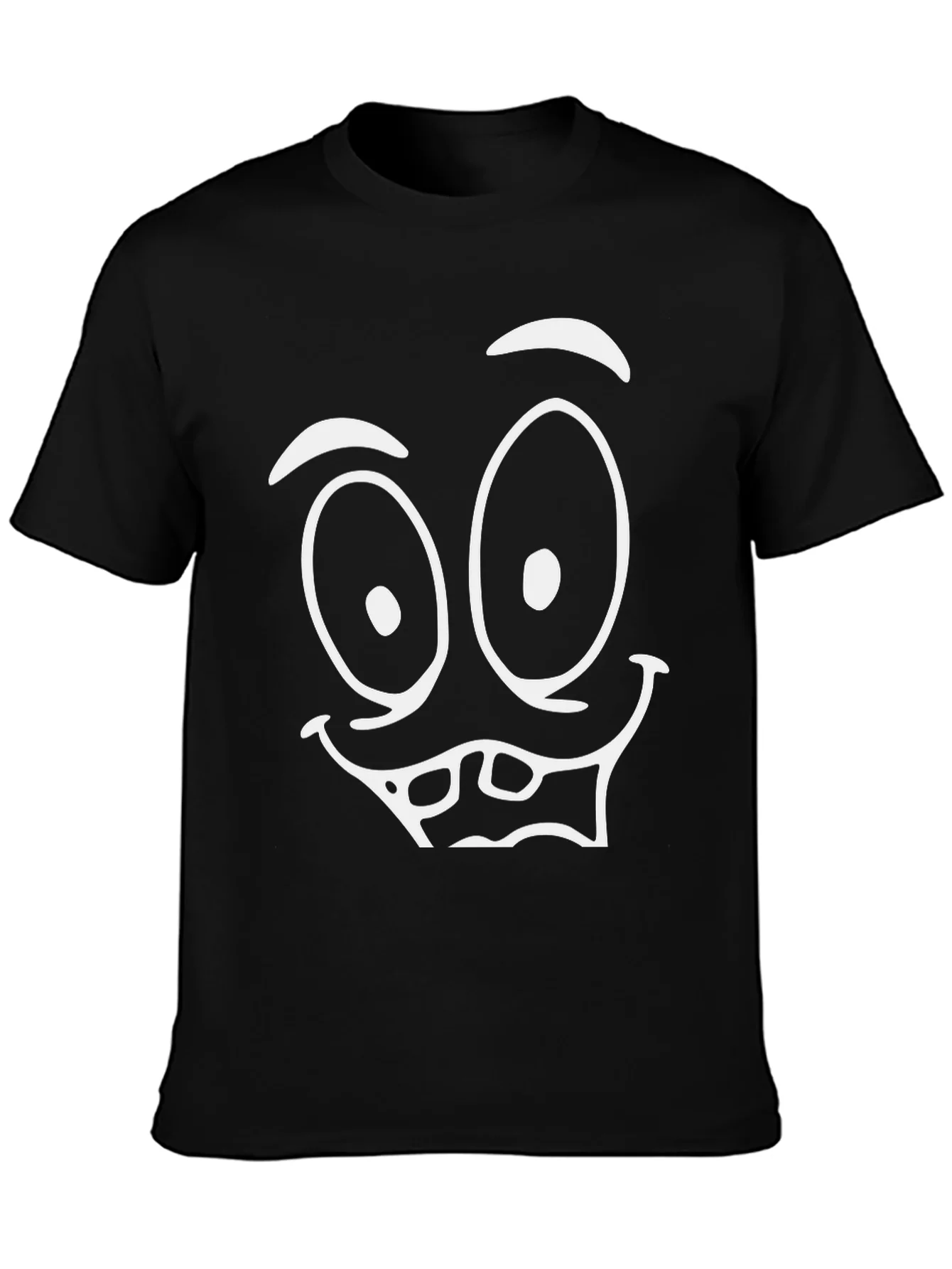 Funny Face Graphic Tee - Black Cotton T-Shirt