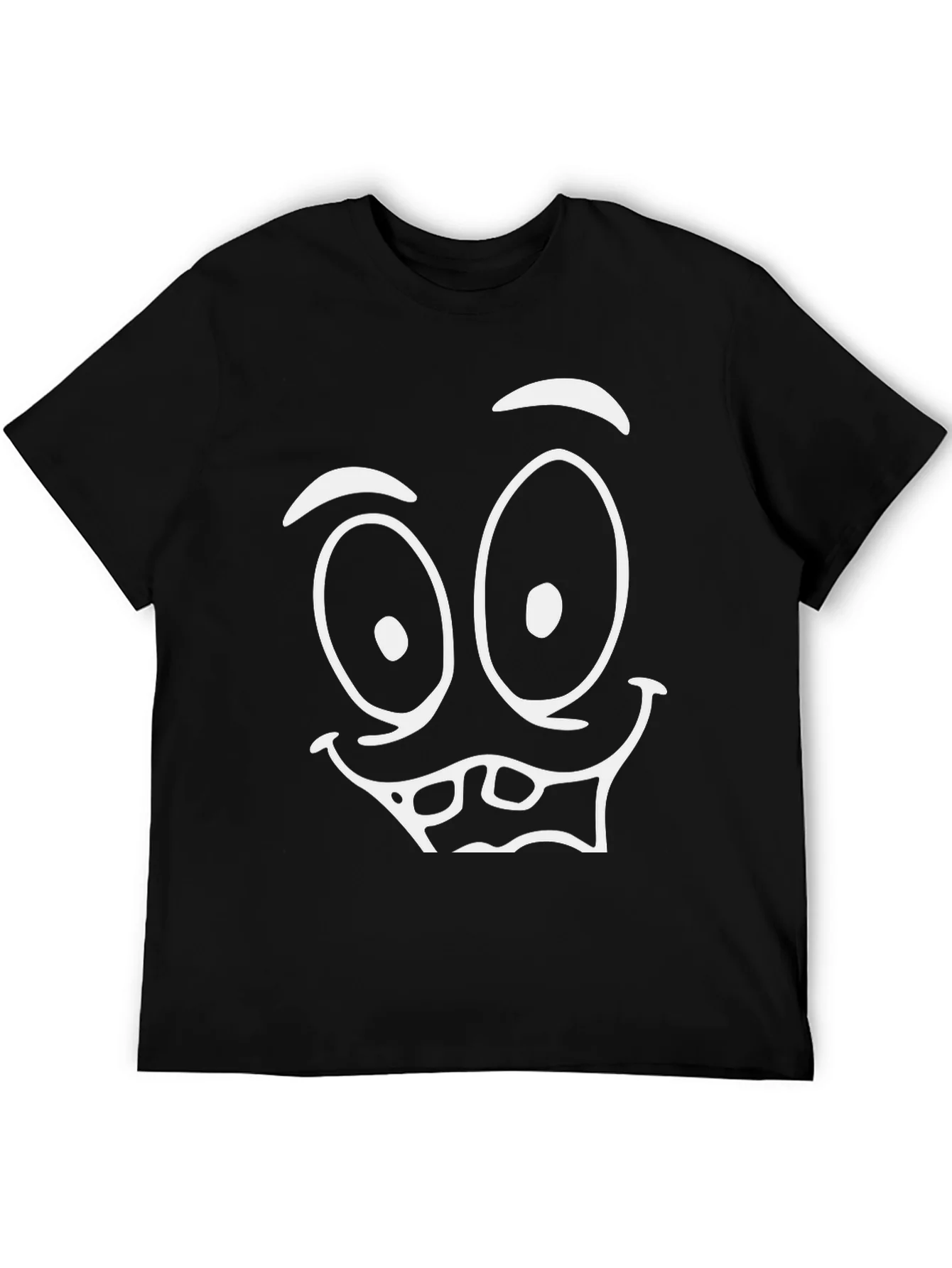 Funny Face Graphic Tee - Black Cotton T-Shirt