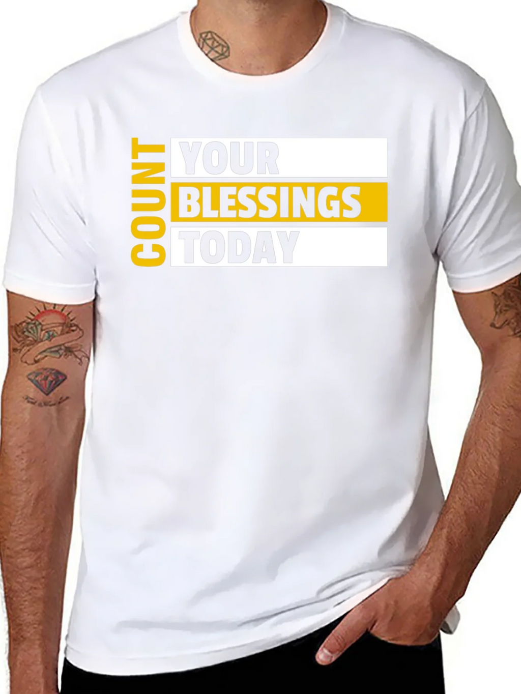 Count Your Blessings Black T-Shirt - Motivational Design