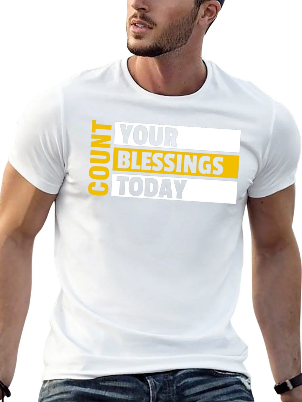 Count Your Blessings Black T-Shirt - Motivational Design
