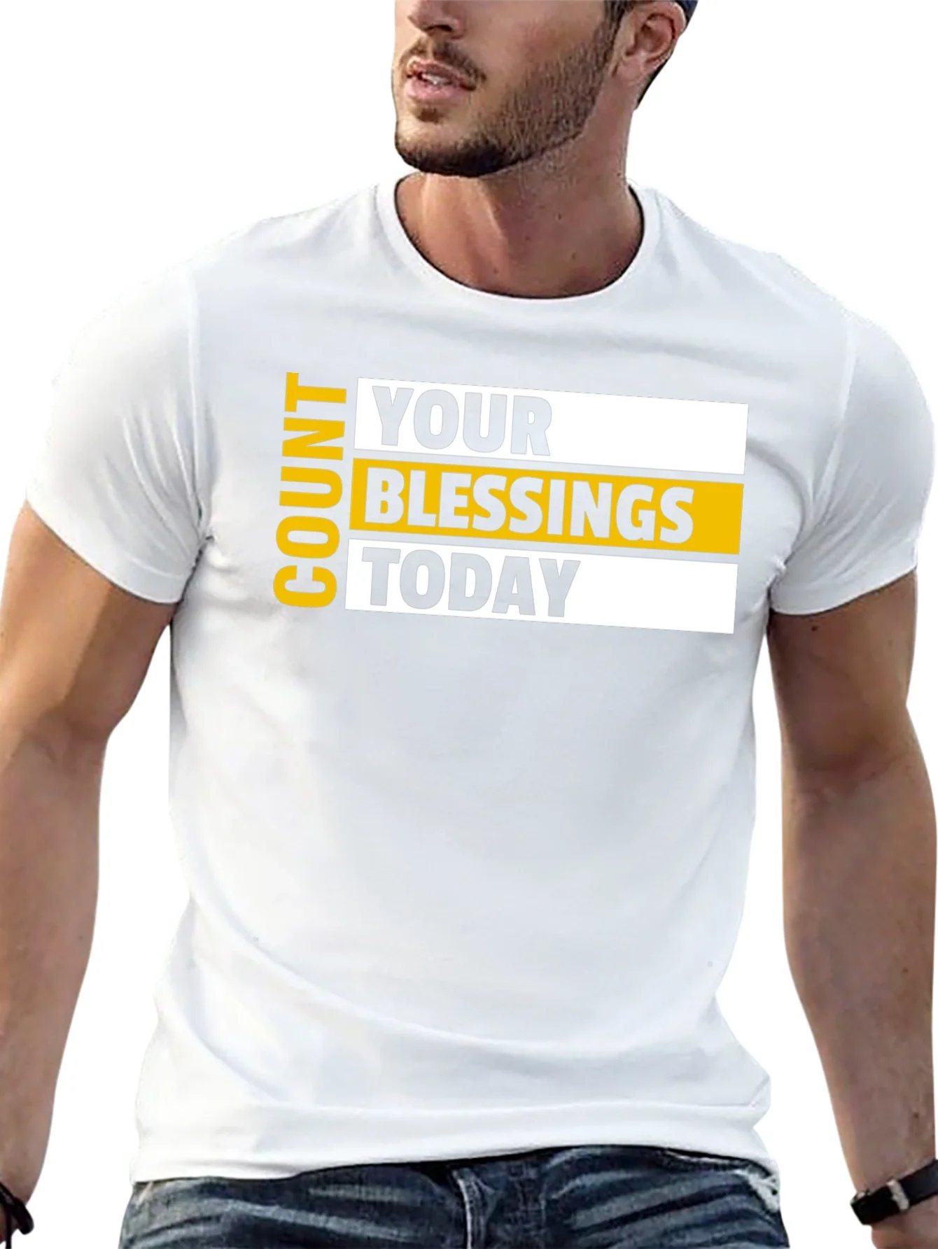 Count Your Blessings Black T-Shirt - Motivational Design