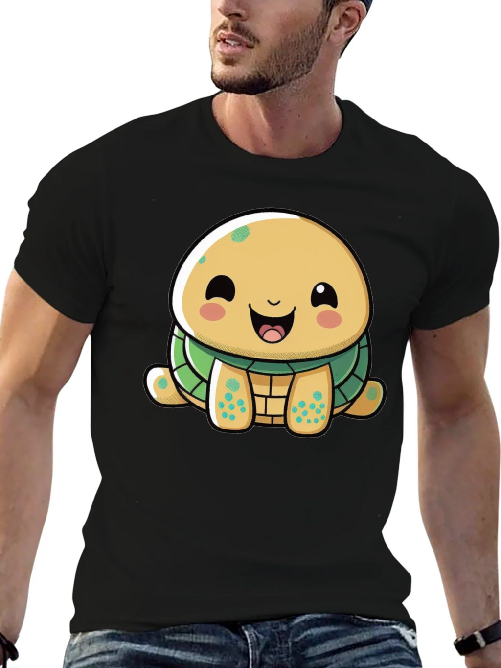 Cute Cartoon Turtle Graphic T-Shirt