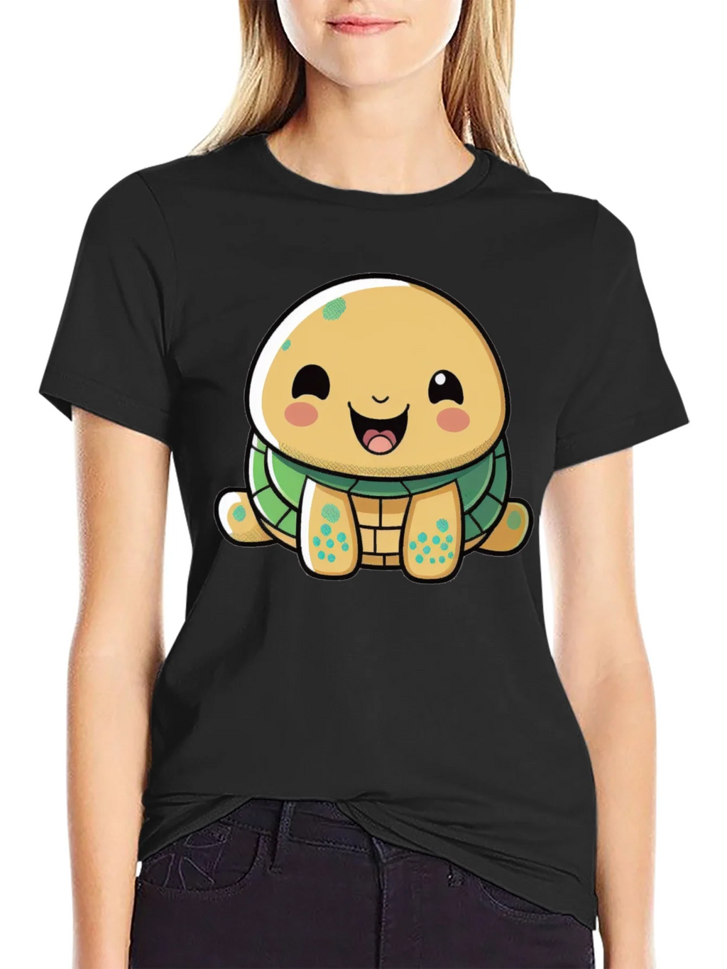 Cute Cartoon Turtle Graphic T-Shirt