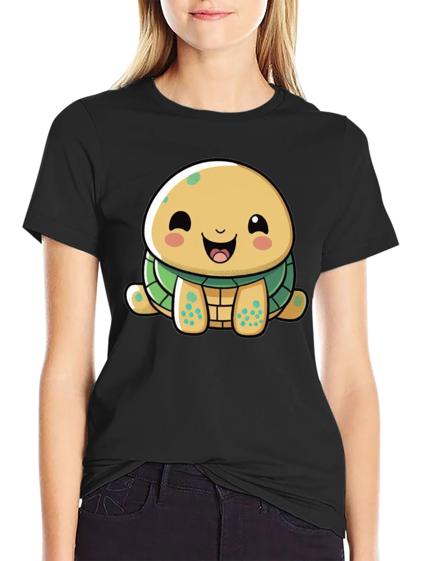 Cute Cartoon Turtle Graphic T-Shirt