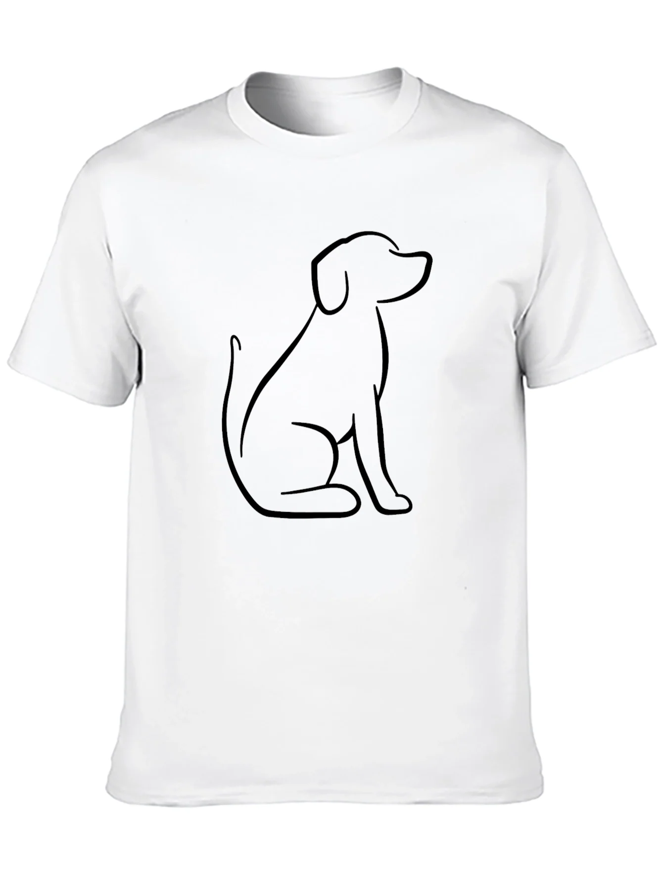 Minimalist Dog Outline Graphic Tee - Black