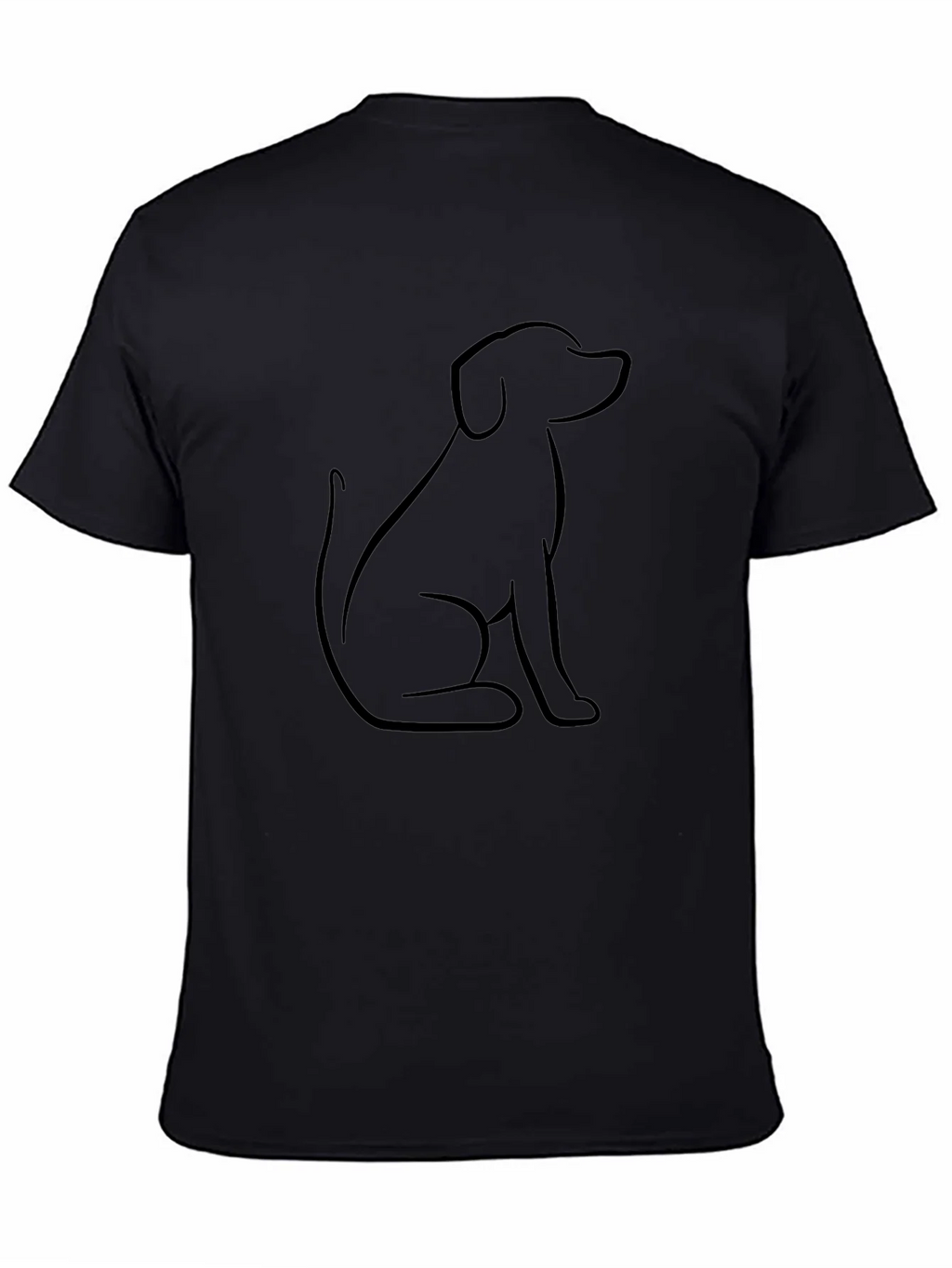 Minimalist Dog Outline Graphic Tee - Black