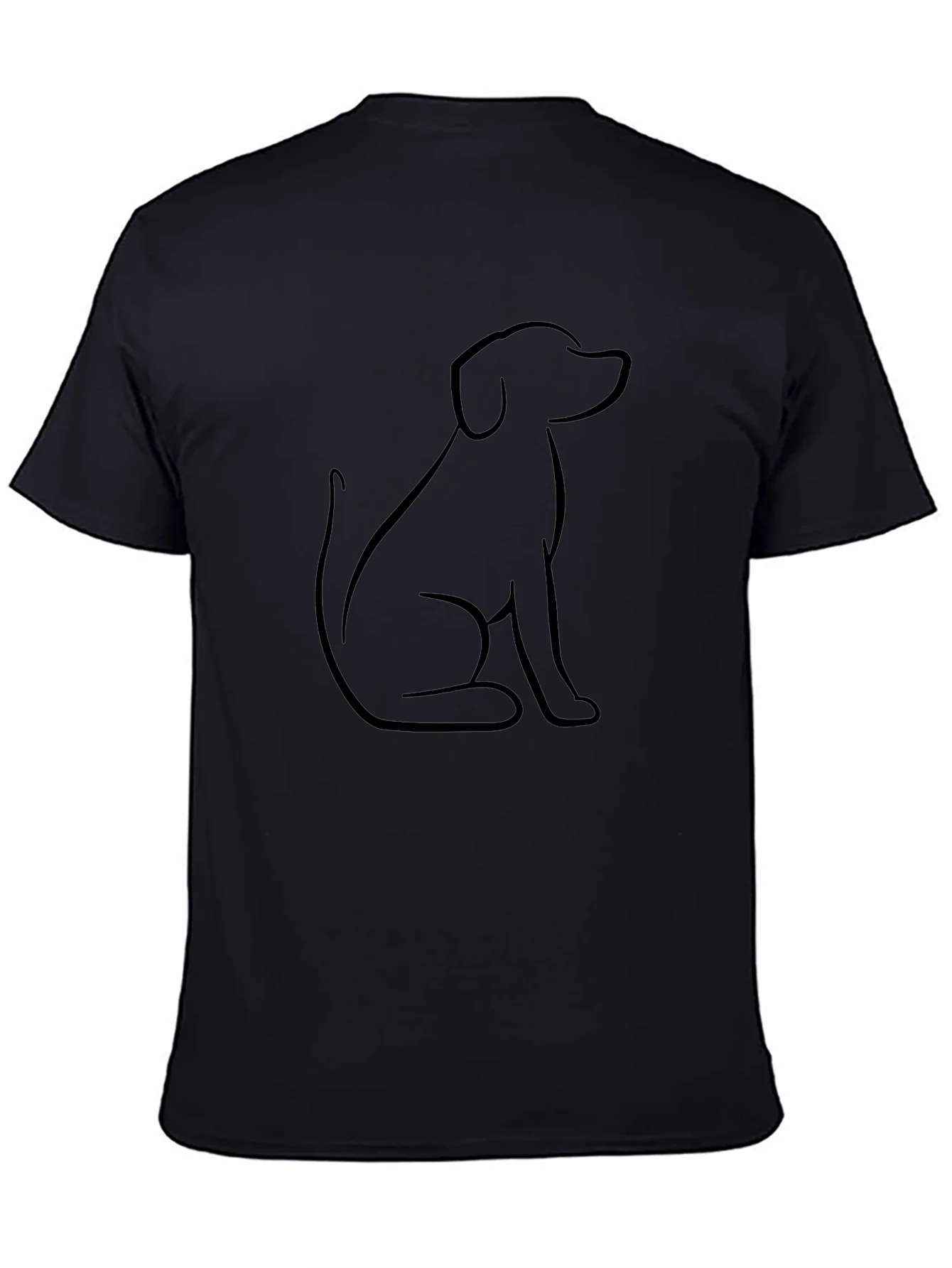 Minimalist Dog Outline Graphic Tee - Black