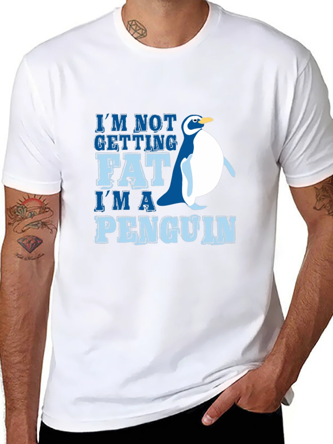 Funny Penguin Graphic Tee - Im Not Getting Fat