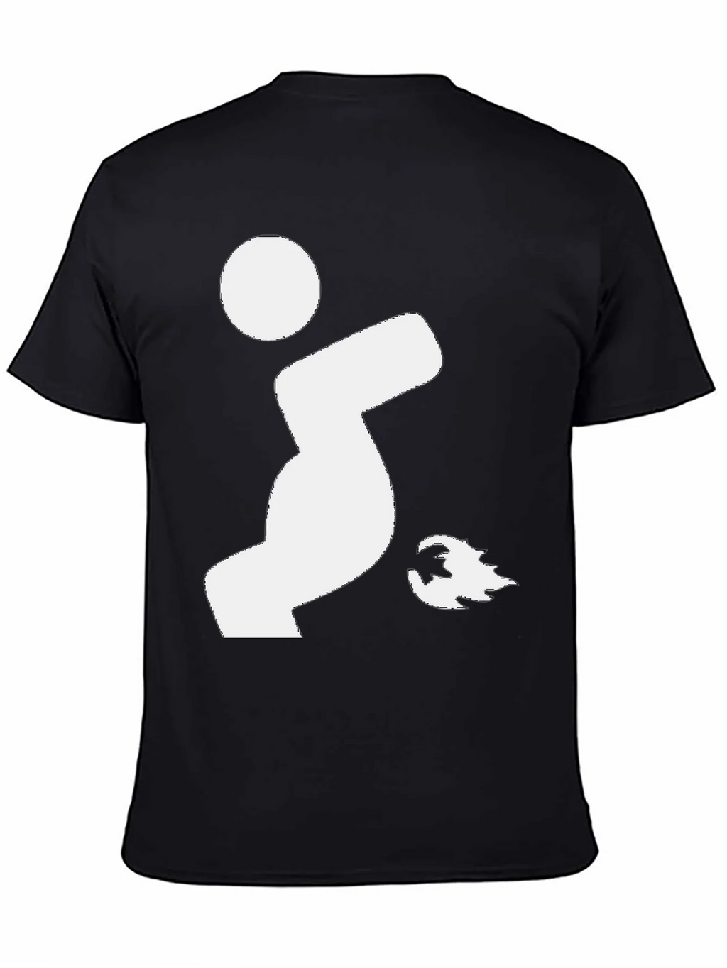 Funny Black T-Shirt with White Farting Man Graphic