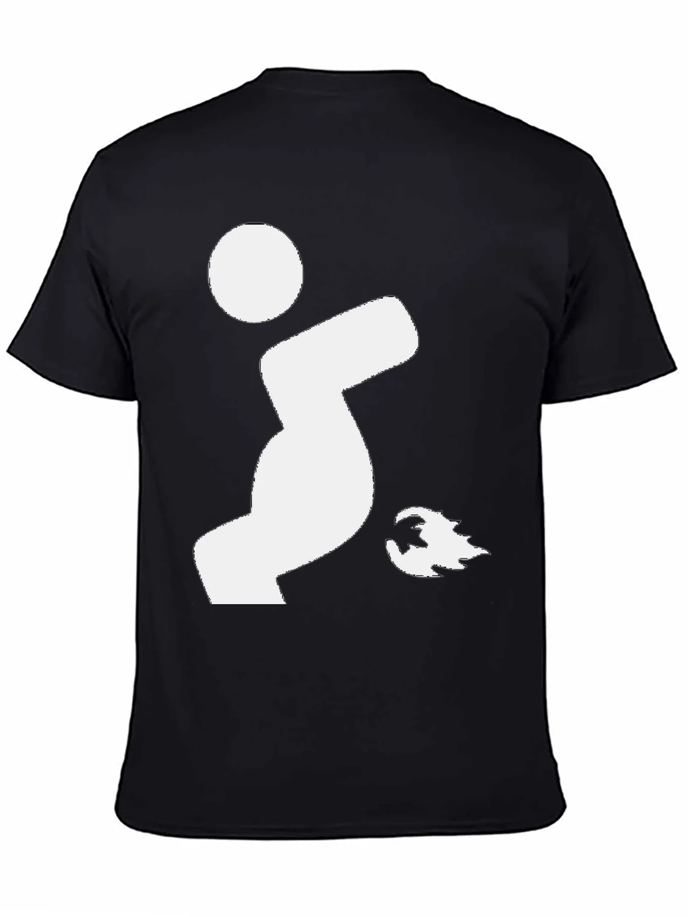 Funny Black T-Shirt with White Farting Man Graphic