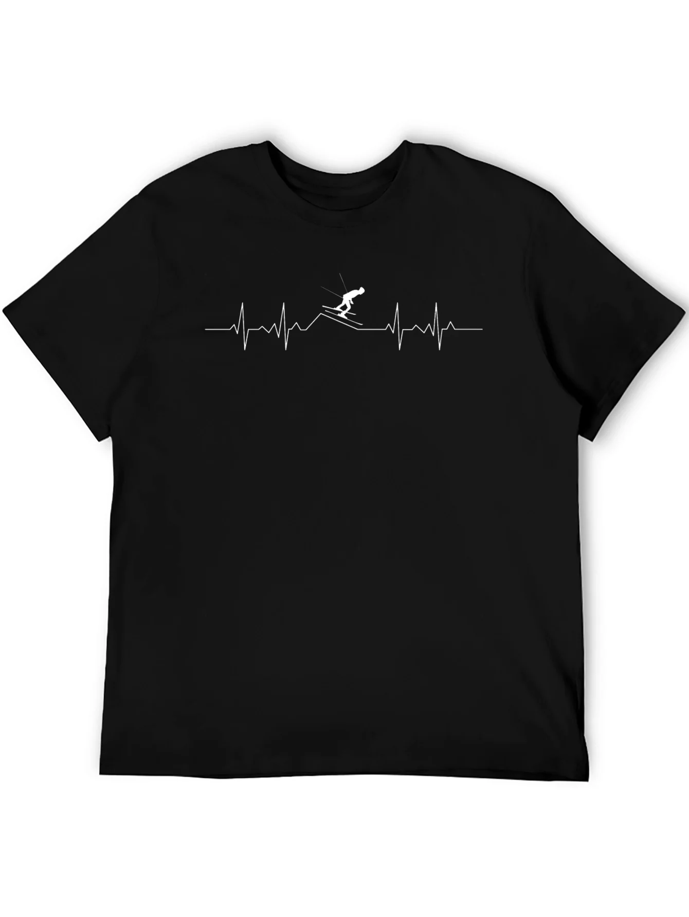 Ski Heartbeat T-Shirt - Black Cotton Tee