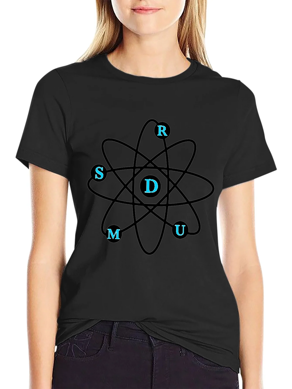 Science Atom T-Shirt - Black Casual Tee