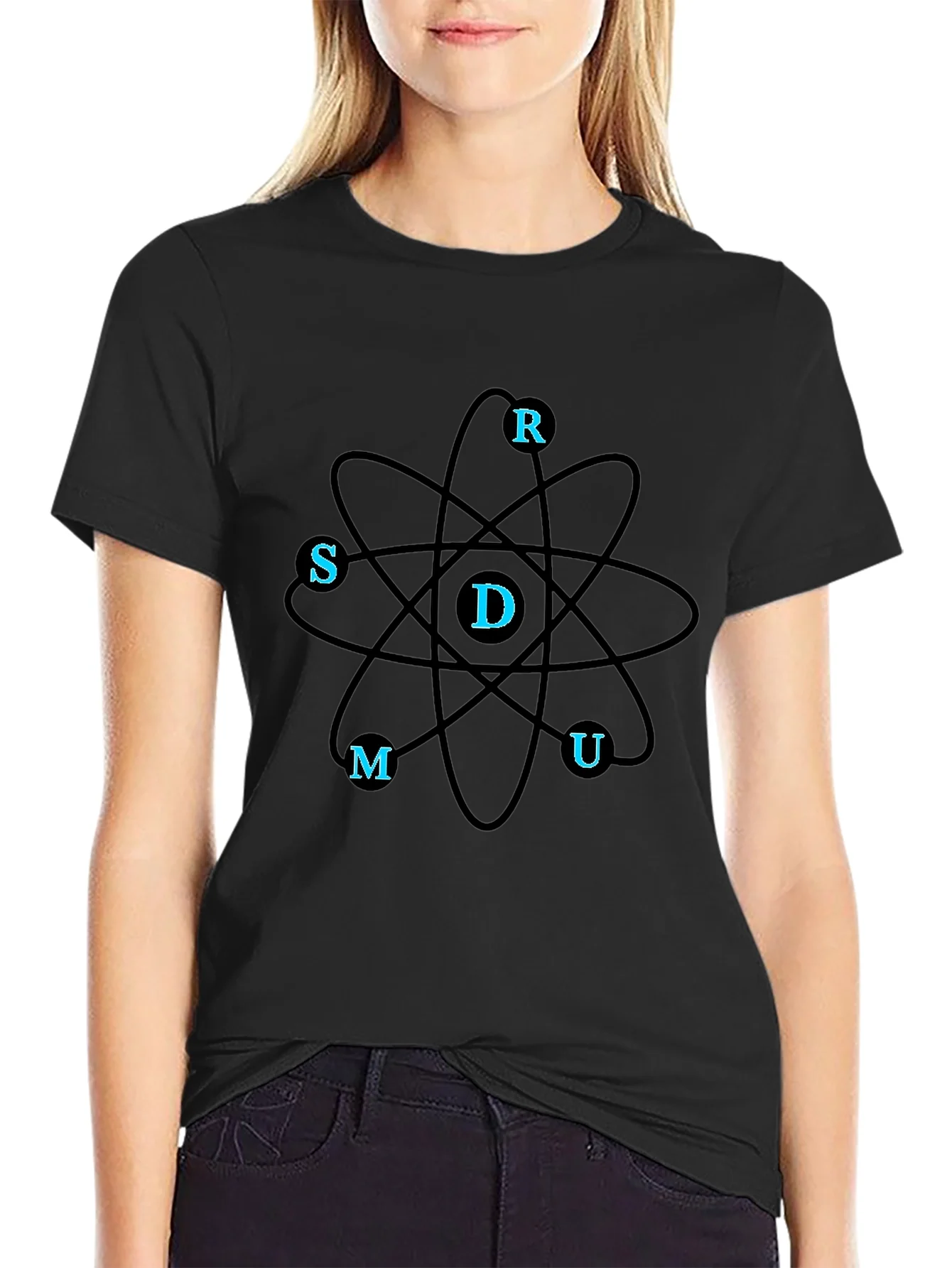 Science Atom T-Shirt - Black Casual Tee