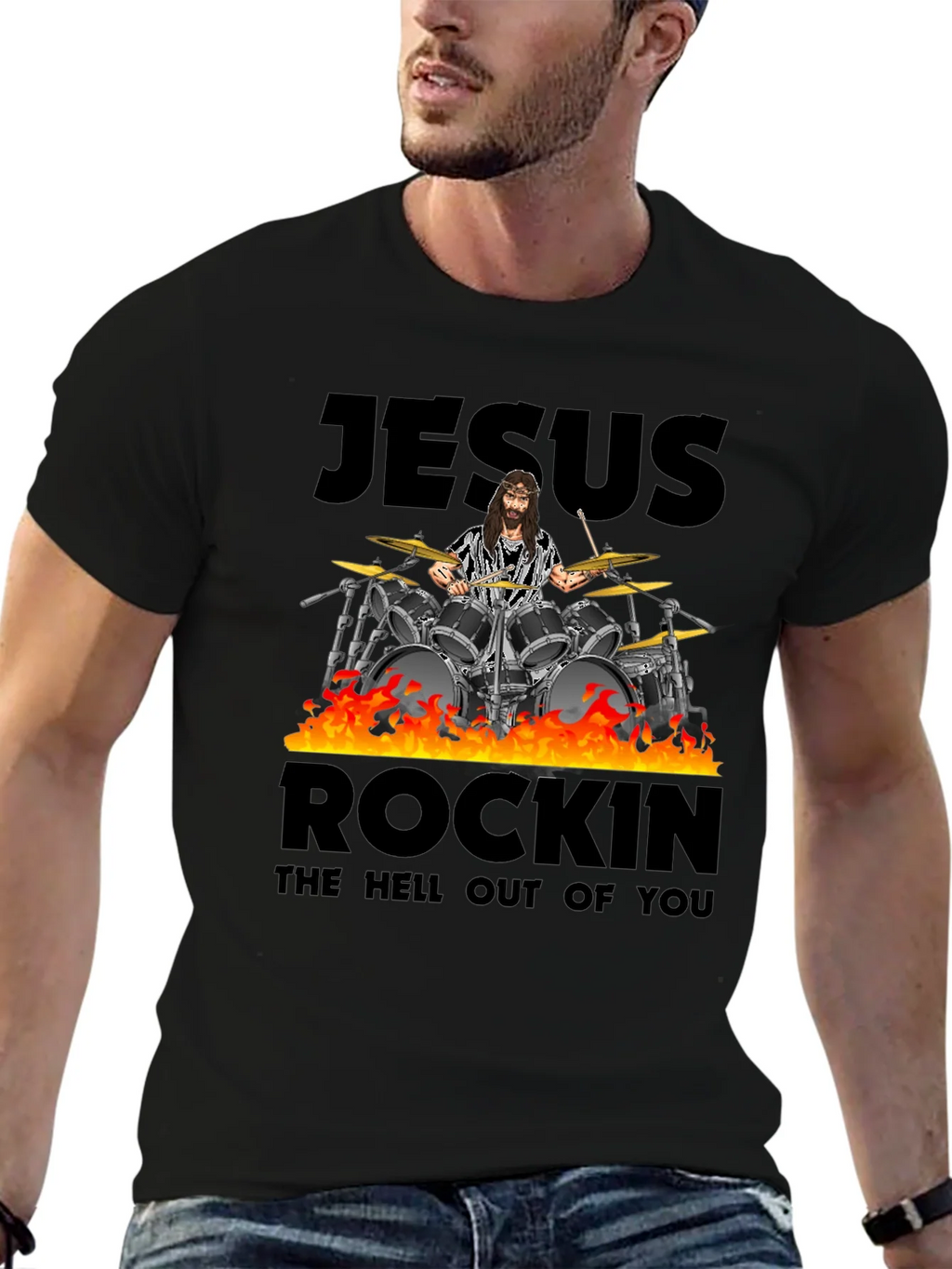 Jesus Rockin T-Shirt - Drummer Tee