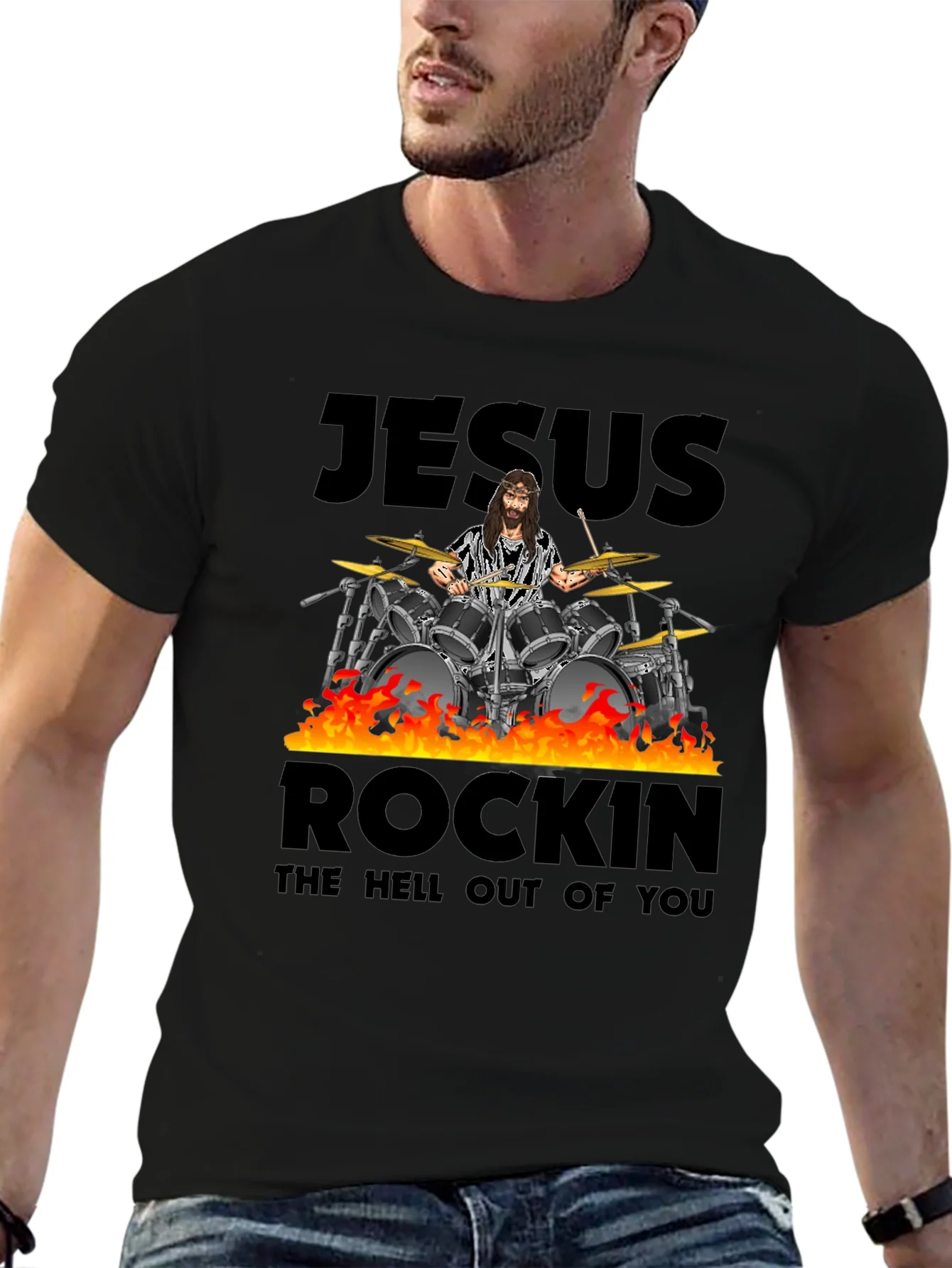 Jesus Rockin T-Shirt - Drummer Tee