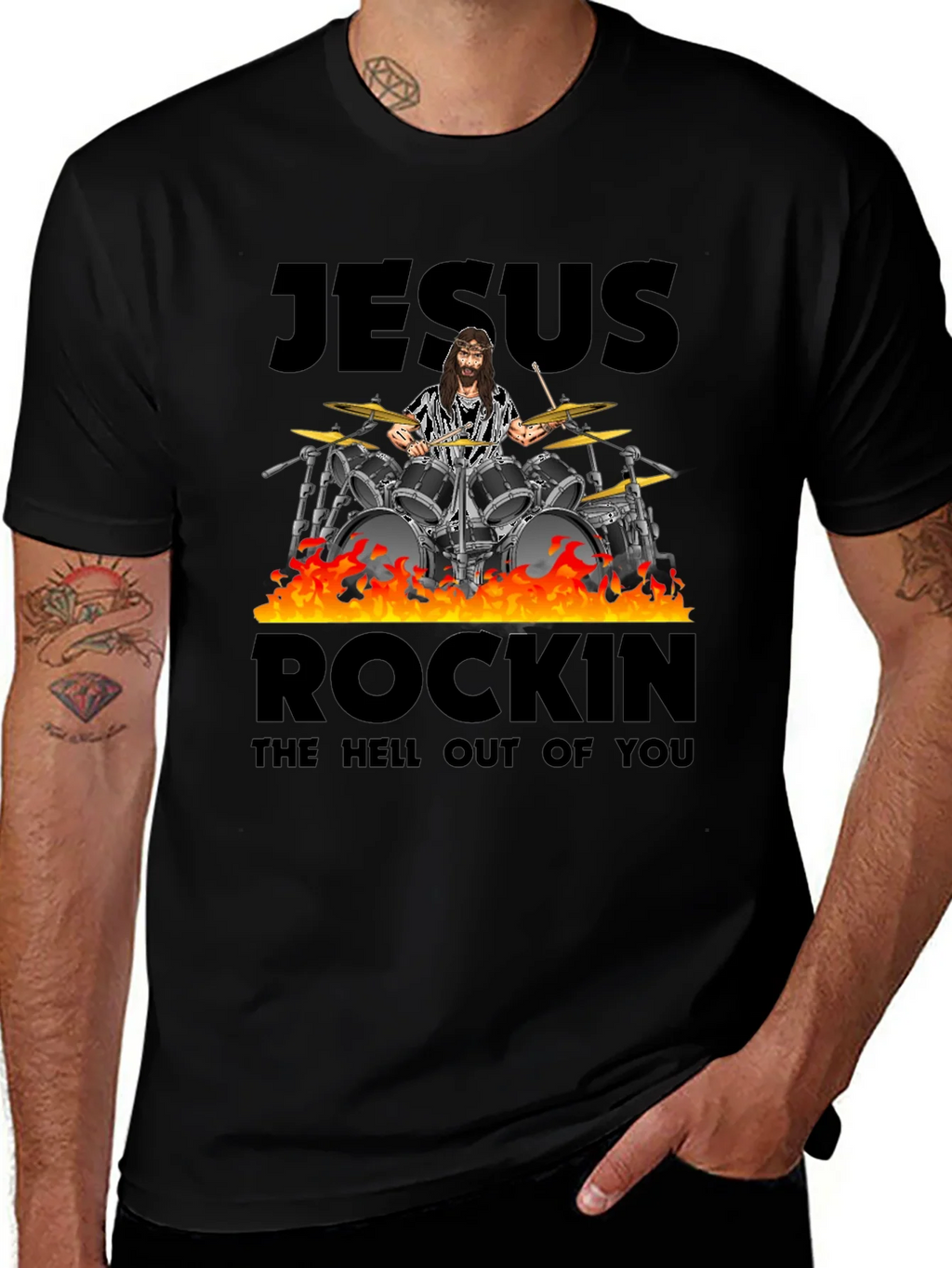 Jesus Rockin T-Shirt - Drummer Tee